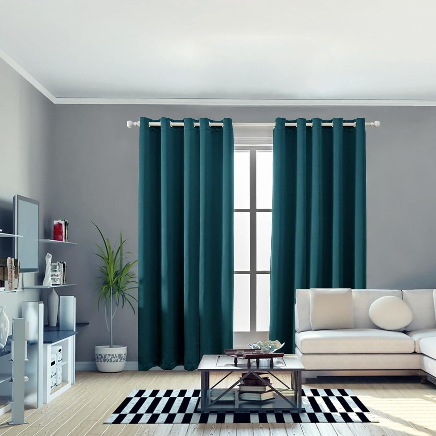 Anytime 100% Blackout Curtain Set, Thermal Insulated & Energy Efficiency Window Draperies for Guest Room, Full Shading Panels for Shift Worker and Light Sleepers（Greyish Blue, 2 Panels, 70W x 95L）