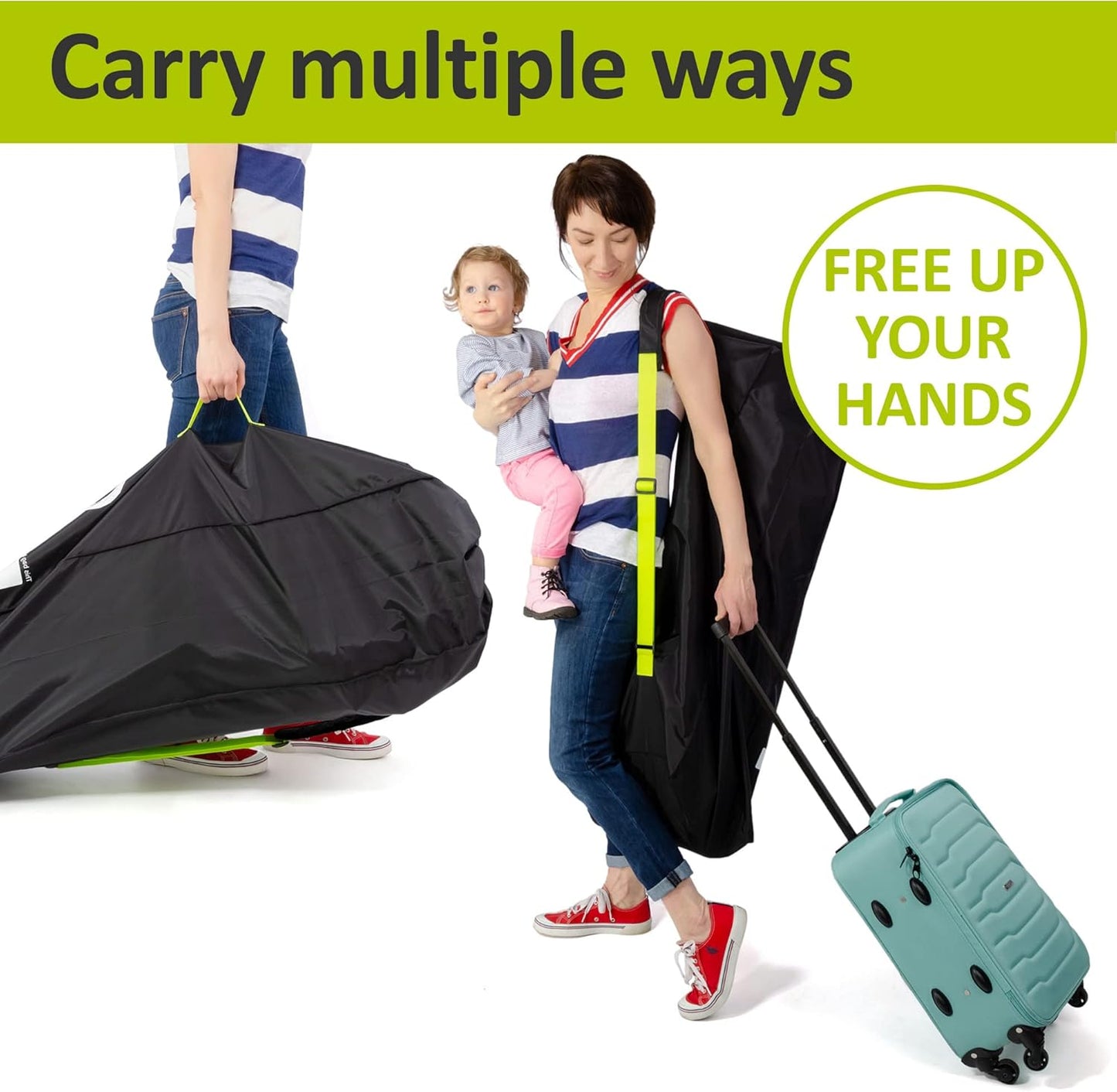 V VOLKGO Stroller Bag for Airplane, Large Cover for Airtravel, Jogger & Umbrella Stroller Cover for Travel - Fits Most Sizes, Gate Check Bag, Heavy Duty Durable Infant carrier covers for Air Travel