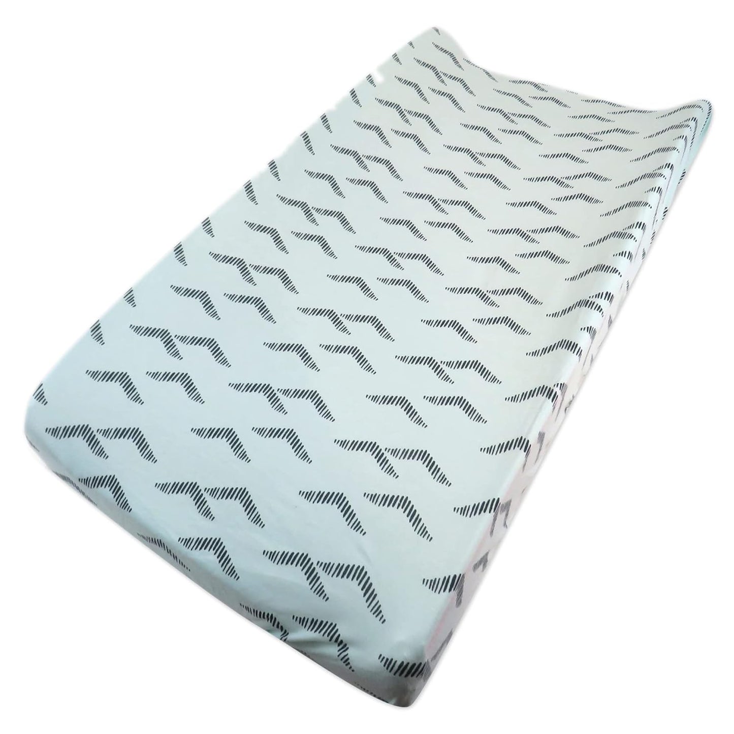 HonestBaby Boys Organic Cotton Changing Pad Cover, Pyramids Whispering Blue, One Size