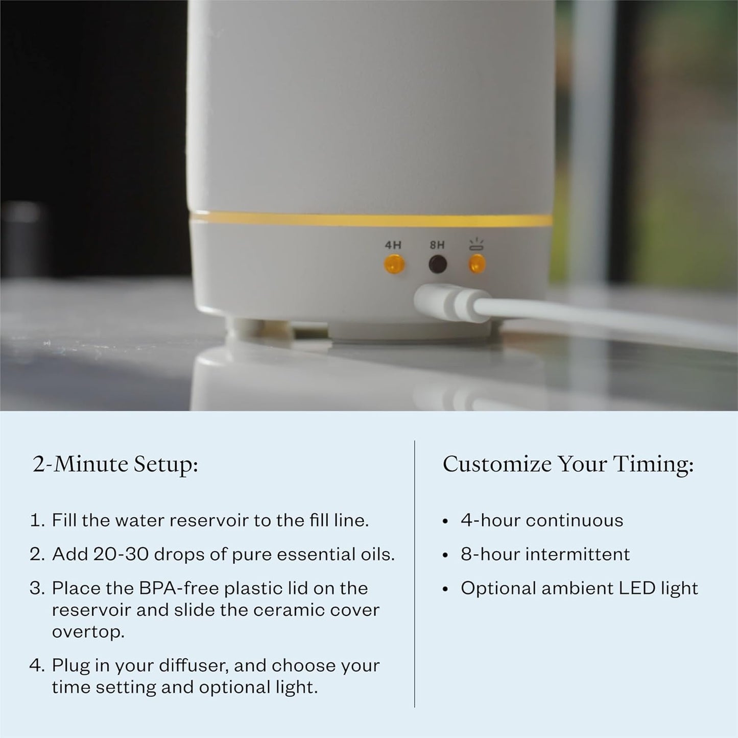 Vitruvi Stone Diffuser, Ceramic Ultrasonic Essential Oil Diffuser for Aromatherapy | Ceramic, Home Decor | Sea, 90ml Capacity