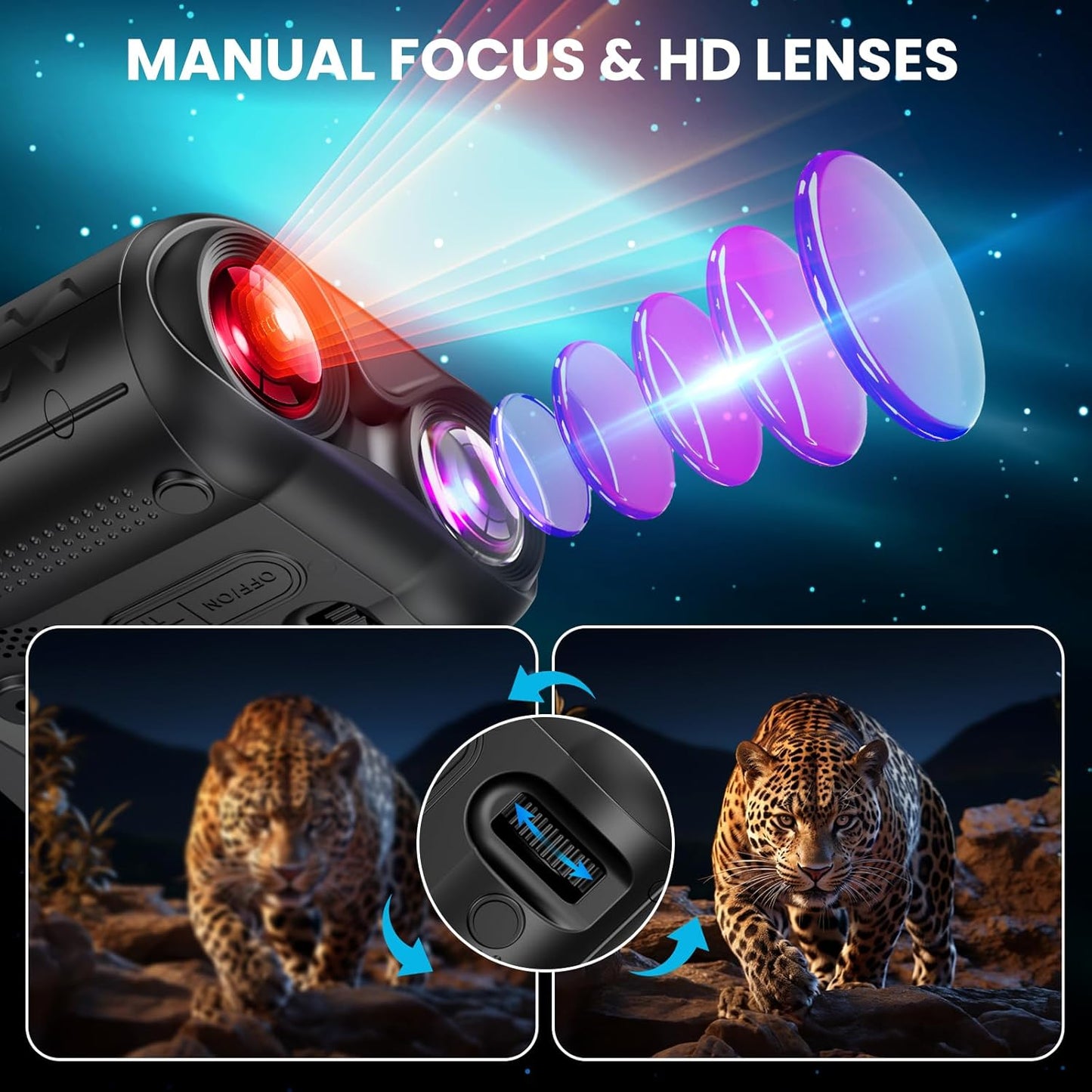 Night Vision Goggles, 4K Night Vision Binoculars, 3.0" HD Display, Portable 9 Gear Nightvision,10X Digital Zoom and 32GB TF Card, 3500mAh Long Battery Life Binoculars with Camera