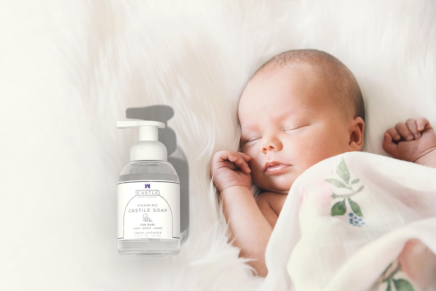 Foaming Baby Castile Soap | 3-In-1 Uses: Hair, Body, Hand | Nourishing Coconut Oil Formula | Formulated For Newborns, Sensitive & Delicate Skin | Hydrating Foam | 11.5 oz | Fresh Lavender