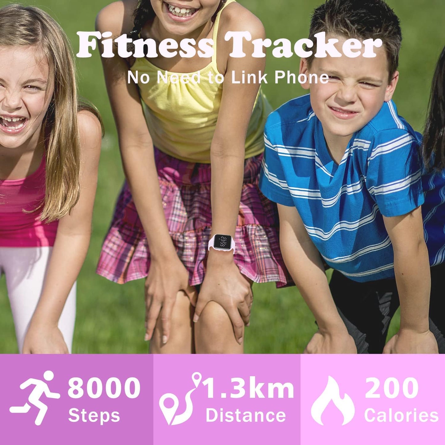 Kids Watches for Girls Boys Digital Sport Watch with Step Counter Pedometer Vibration Alarm Clock, No App Waterproof Fitness Tracker Kids Watch Boys Girls Teens Students Ages 5-16