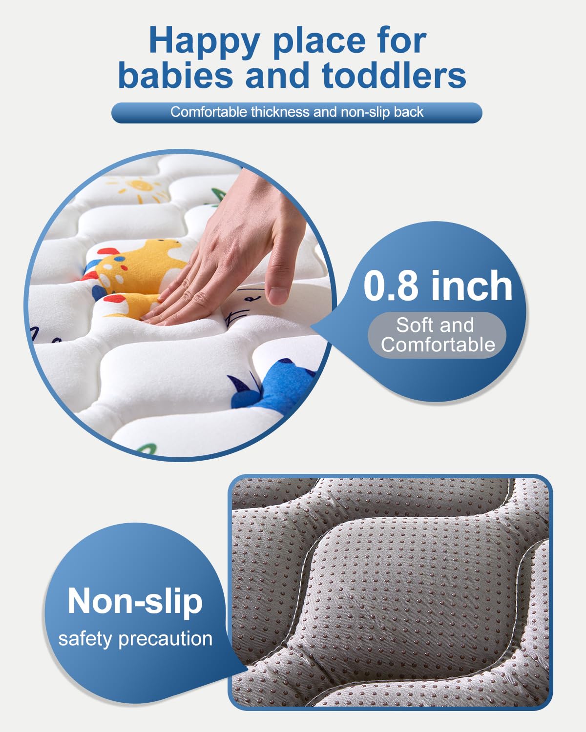Odorless Premium Foam Baby Play Mat 79" x 59", Soft Microfiber Fabric Crawling Mat for Floor- Comfortable and Hypoallergenic, Non-Slip Cushioned Floor Playpen mat for Infants,Babies,Toddlers