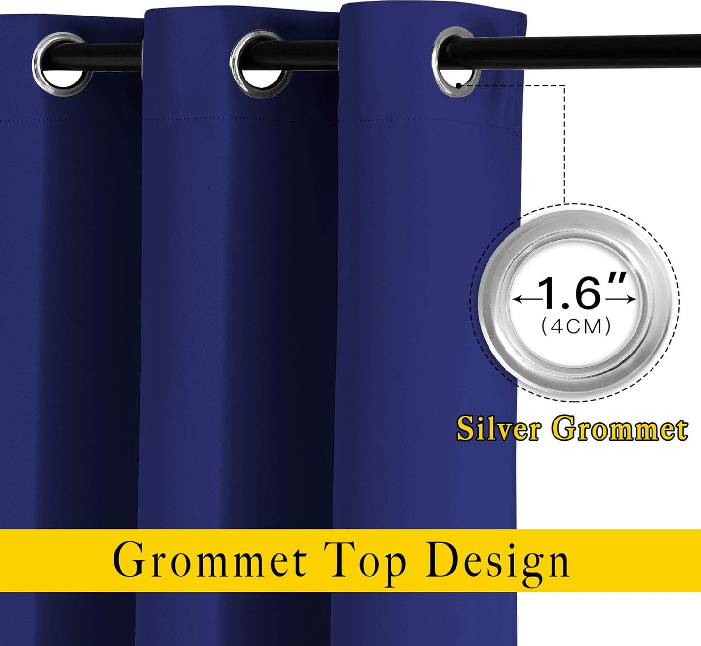 NICETOWN Blackout Window Curtains for Bedroom - Grommet Top Room Darkening Thermal Insulated Solid Vertical Drapes for Flat/Apartment (2 Panels, 46 x 63 Inch, Navy Blue)
