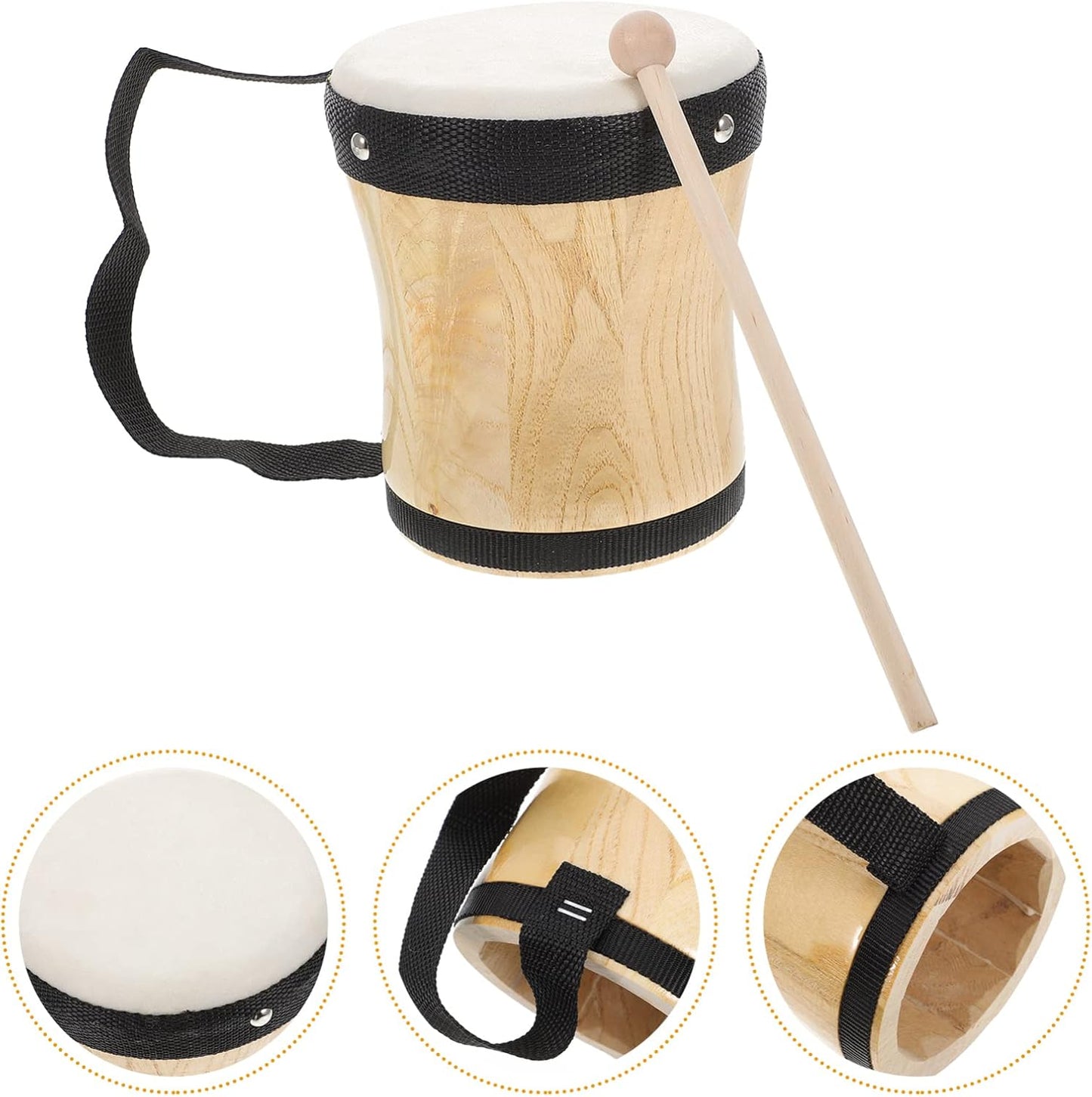 Vaguelly Kid Bongos Drum With Drum Stick Wood Percussion Musical Instrument for Kids Adults Beginners, 13cm