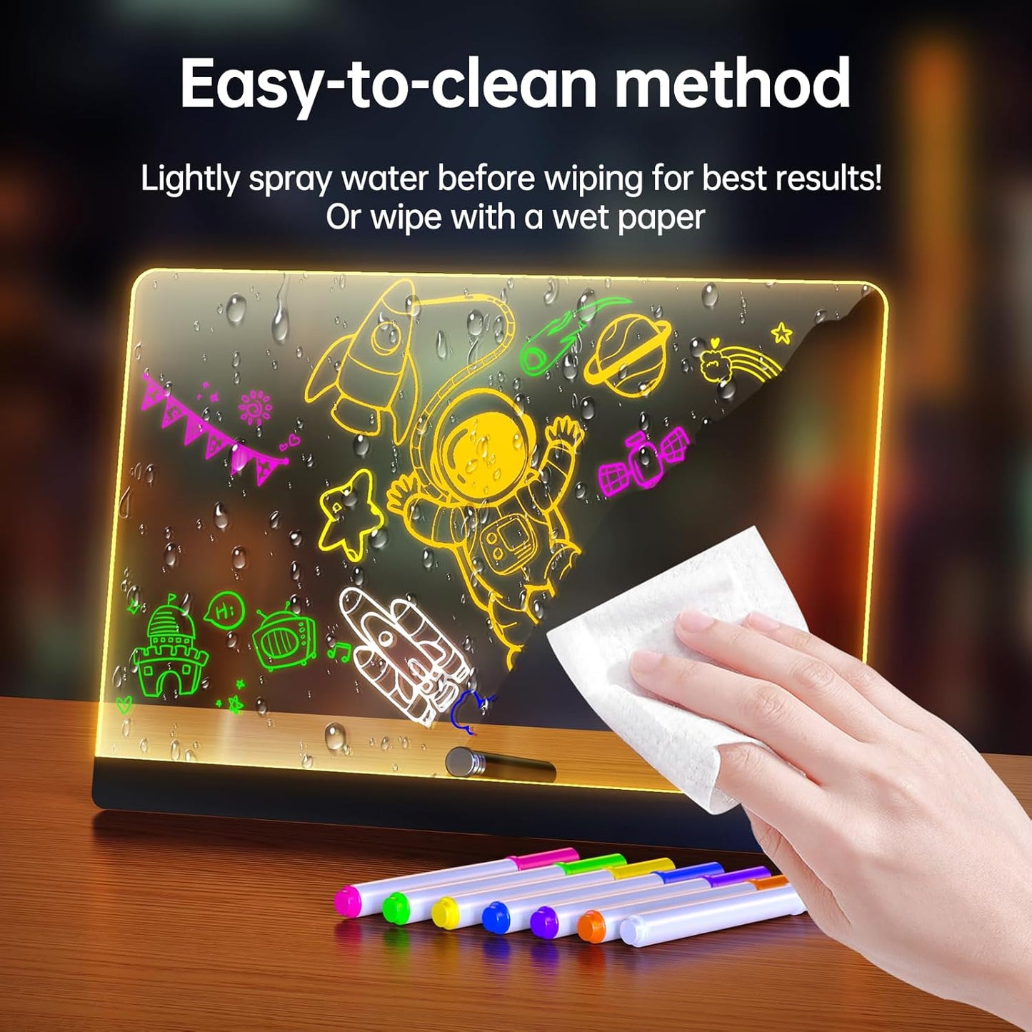 lumiboard led Drawing Board Message Board with Lights for Drawing Creative Advertising Board for Writing Drawing Note Taking Advertising Display Glow-in-The-Dark Acrylic (11.8 * 7.9 inches) Kids Gift