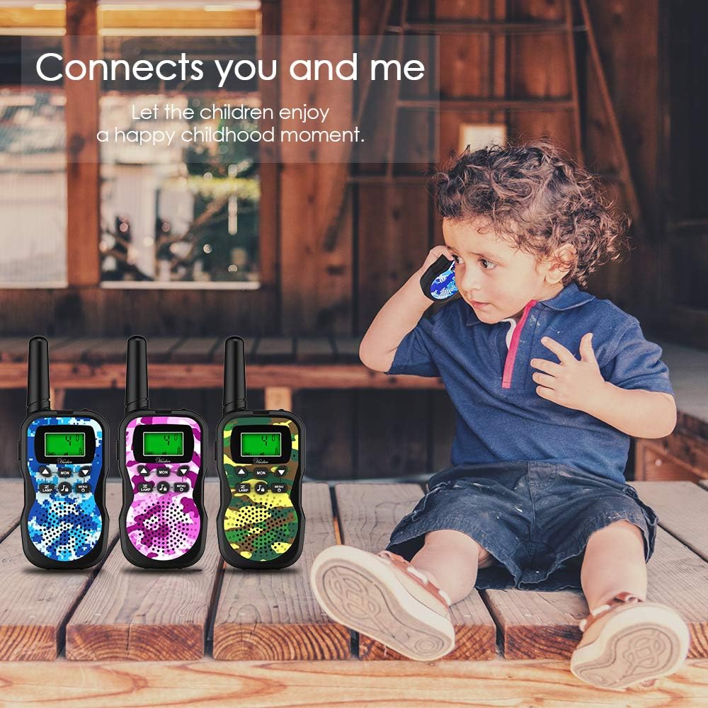 Kids Walkie Talkies,3 Pack 22 Channels 2 Way Radio Toy with Flashlight and LCD Screen,3KM Range Walkie Talkies for Kids Outside Adventures, Camping, Hiking