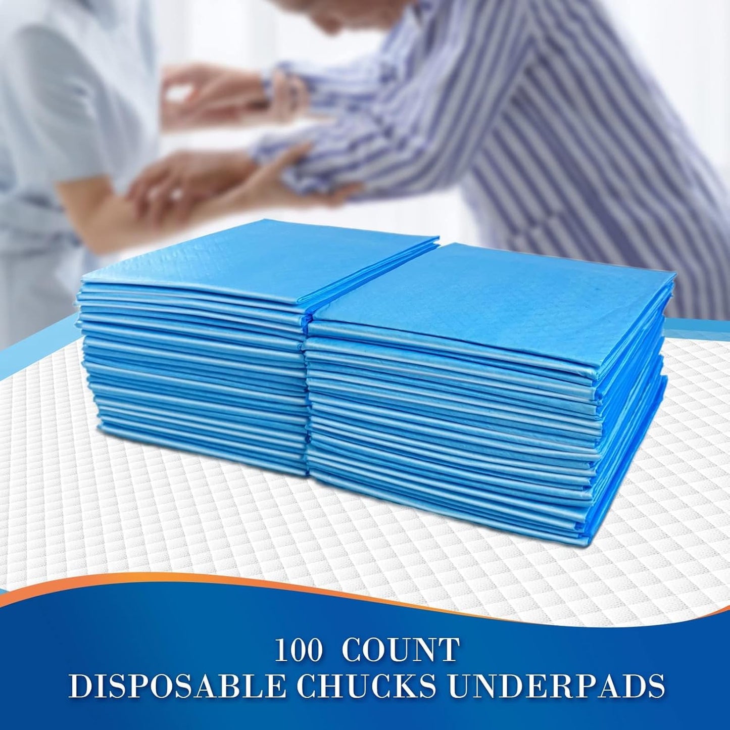100 Count Disposable Beds Pads,23"x36" Waterproof Adults Incontinence Chucks Underpads,Absorbent Leakproof Pee Pads for Kids,Elderly,Extra Large Dog Puppy Training Pad,Baby Changing Liner