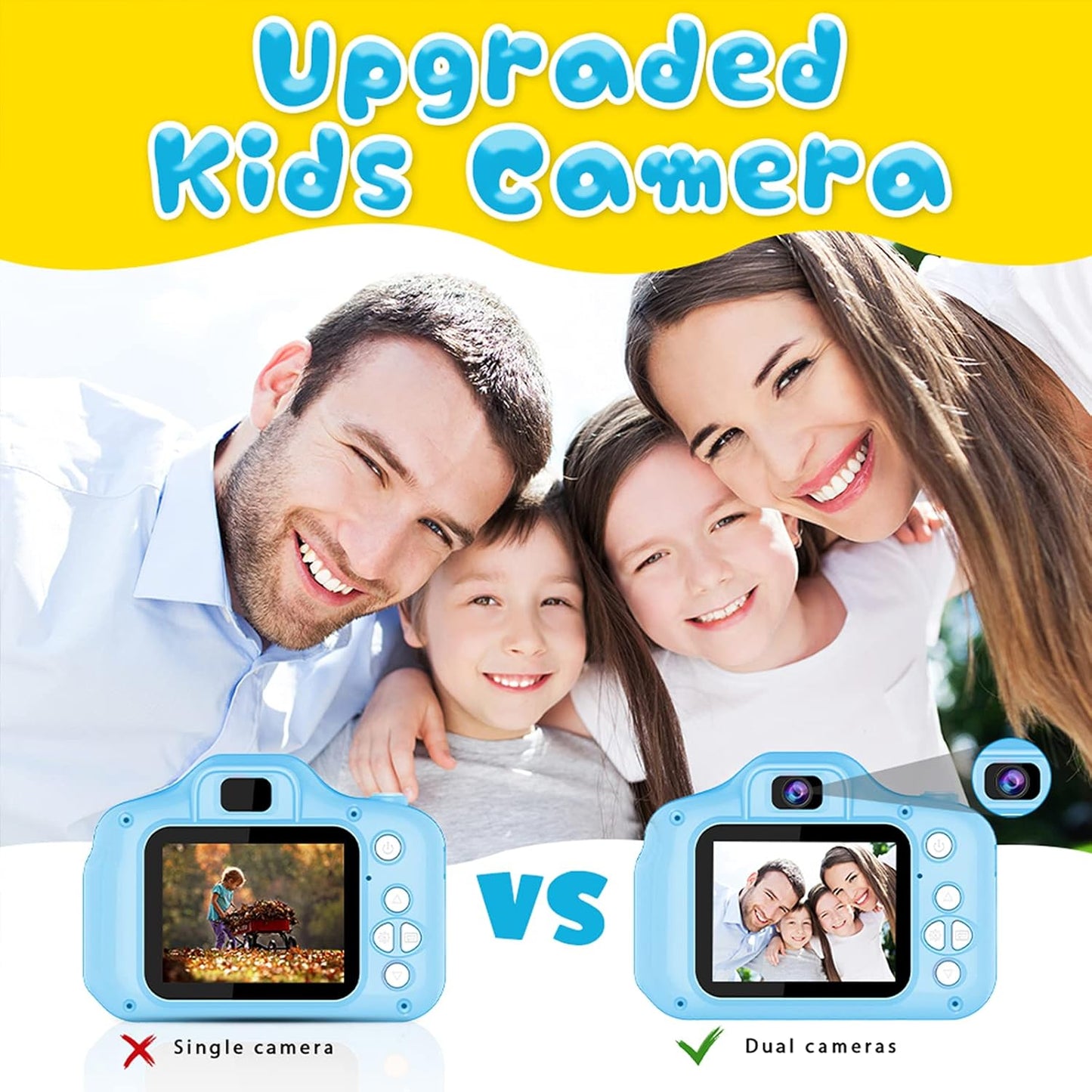 Upgrade Kids Selfie Camera, Christmas Birthday Gifts for Age 3-8, Kids Digital Cameras with HD Video,Portable Kids Camera, Toddler Toy for 3 4 5 6 7 8 Year Old Boy with 32GB SD Card (Blue) 1