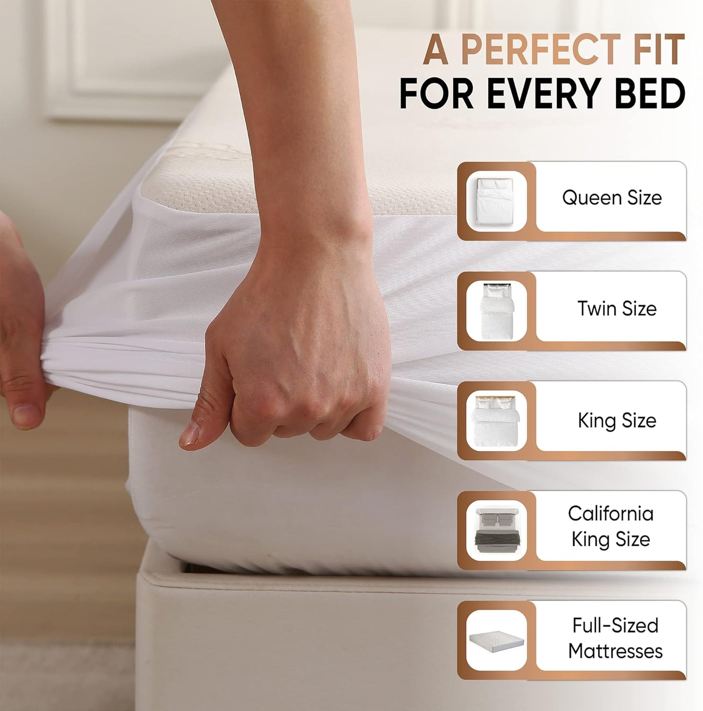 Waterproof Organic Mattress Protector California King - Organic Cotton Breathable Mattress Pad Cover - 250 GSM Comfort - Deep Pocket - Fitted Comfort