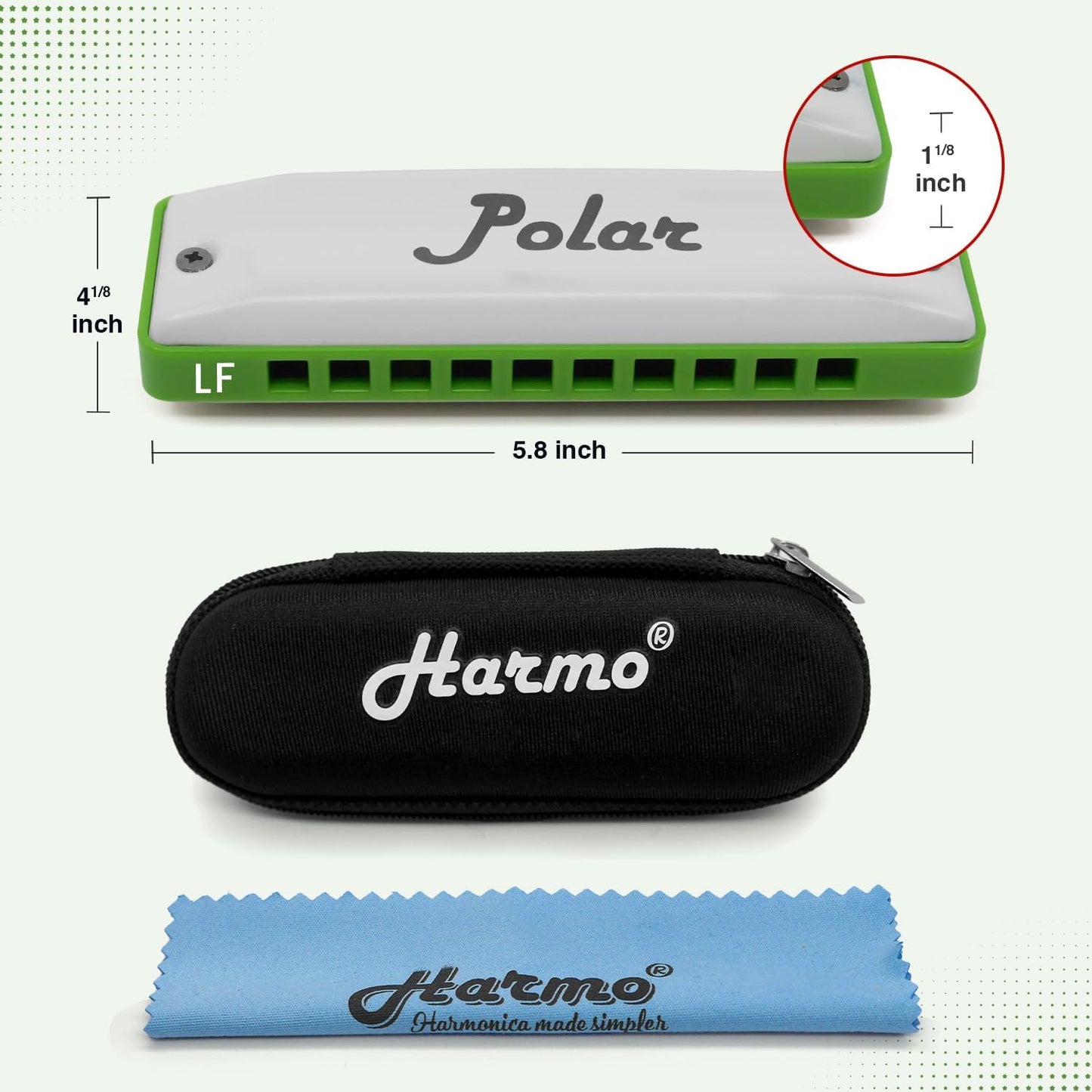 Polar Diatonic Melody Tuned Harmo Harmonica Key of LF - Special Tuning for Easy Melodies in Cross Harp, 2 Octaves Without Bends, Loud & Responsive with Smooth Edges - USA-Checked
