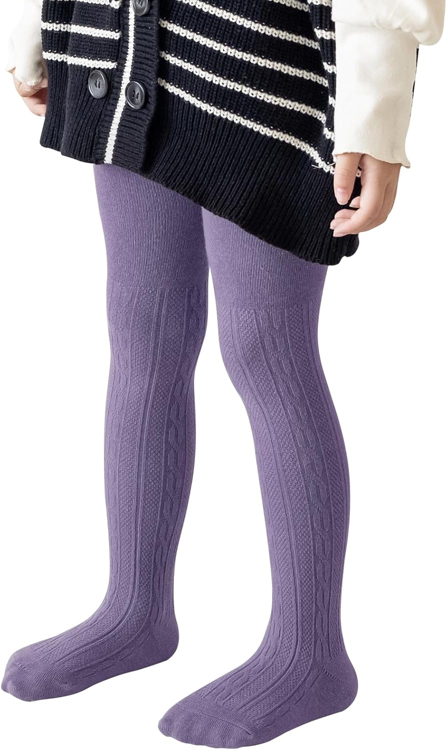 Looching Pack of 5 Toddler Baby Girls Leggings Tights Cotton Cable Knit Stocking Pants Pantyhose for 1-12T