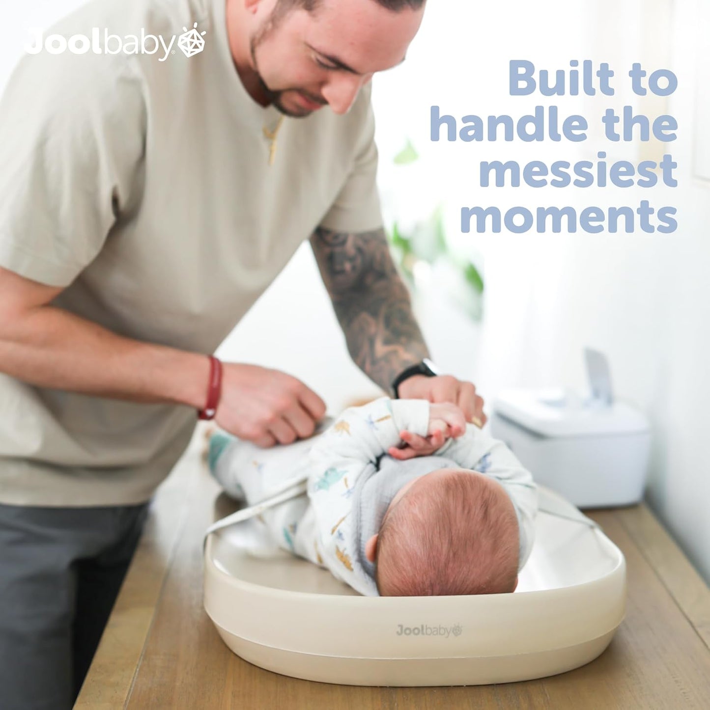 Jool Baby Waterproof Baby Changing Pad - Easy to Clean, Lightweight & Portable - Large Foam Cushion for Comfort (Oatmeal)