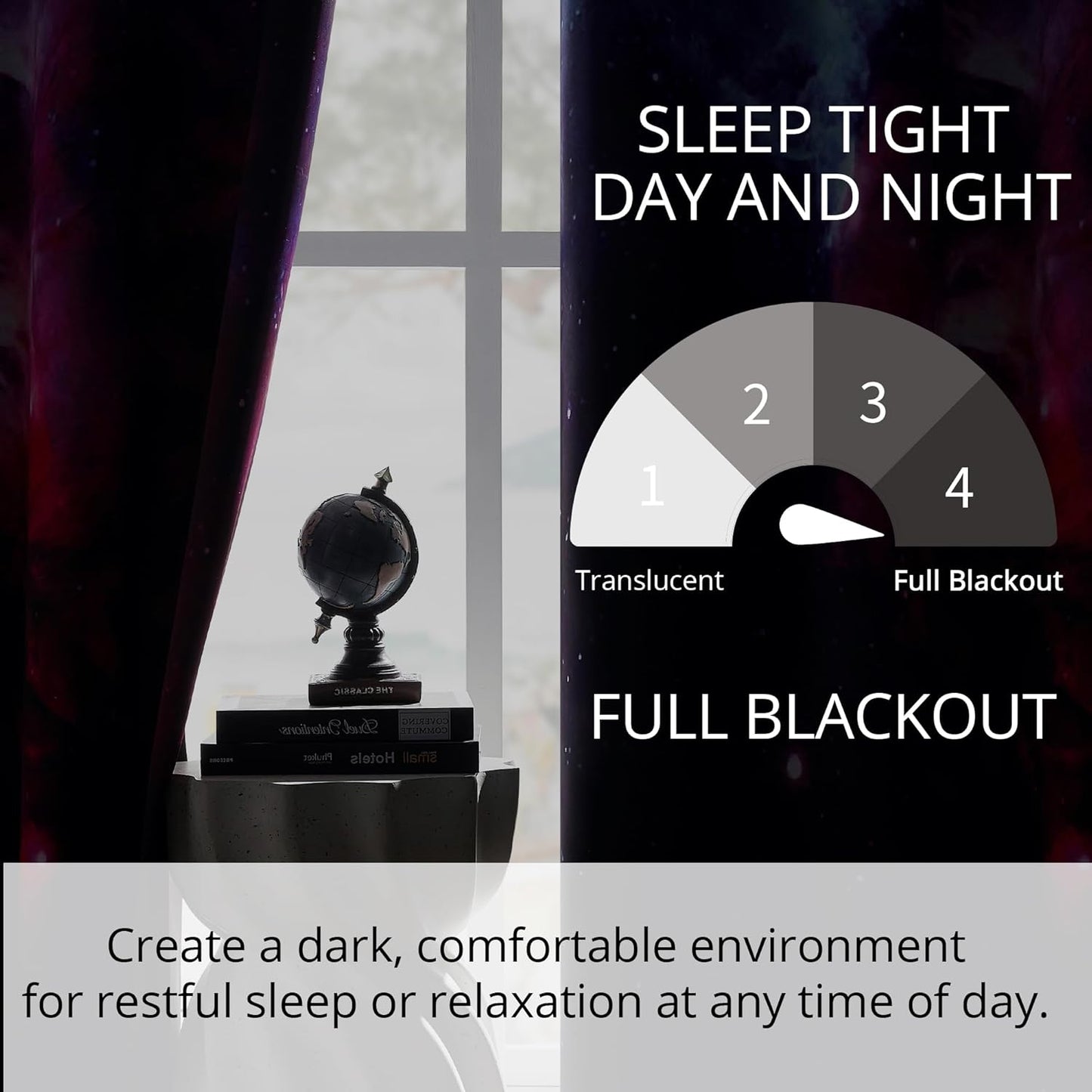 Galaxy Blackout Curtains - Space Design, 100% Blackout, 2 Panels, Each W52×L84, Thermal Insulated Curtains for Bedroom, Noise Reducing & Energy Efficient, Keeping Your Decor Looking Fresh and Vibrant