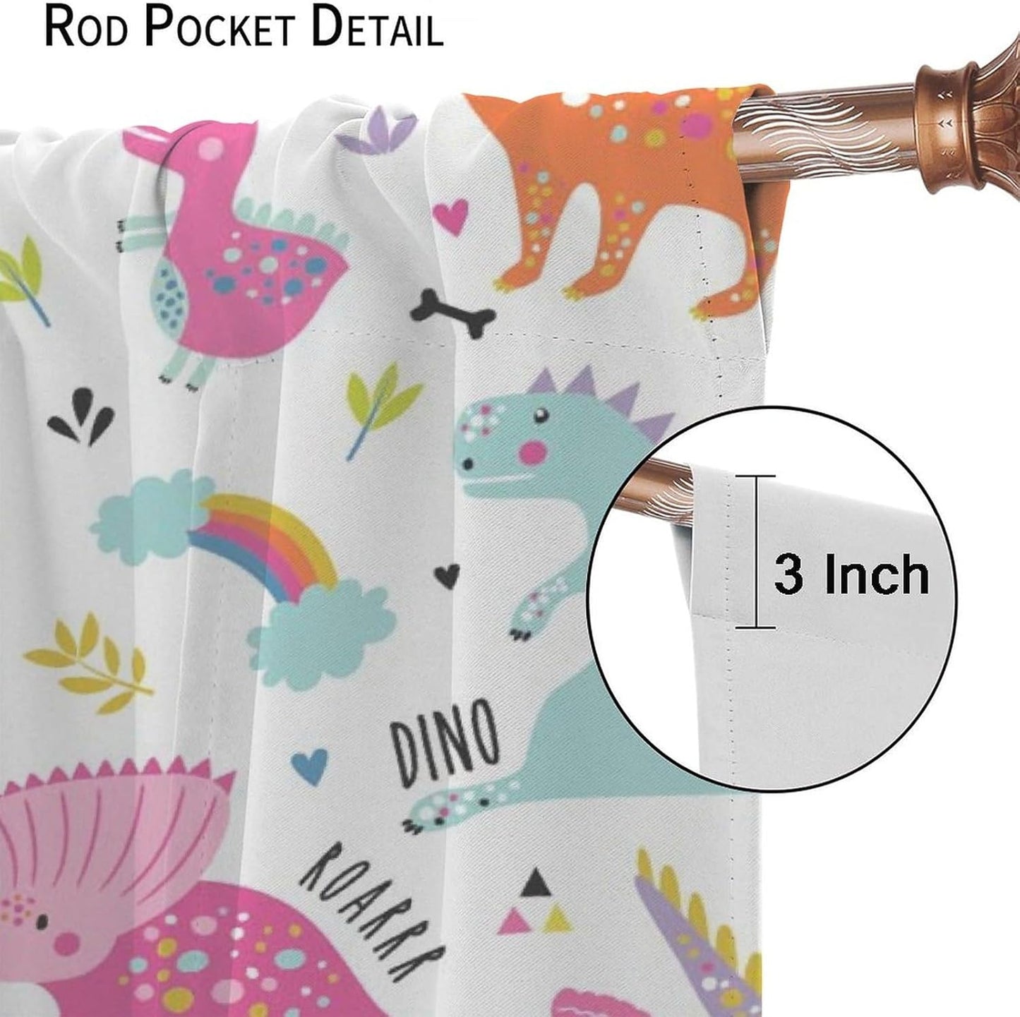 Cartoon Dinosaur Curtains for Boys Girls Home Decor Childish Cute Dino Animals Print Pattern Rod Pocket Blackout Window Drapes for Nursery Baby Bedroom Playroom W21xL45in Decor