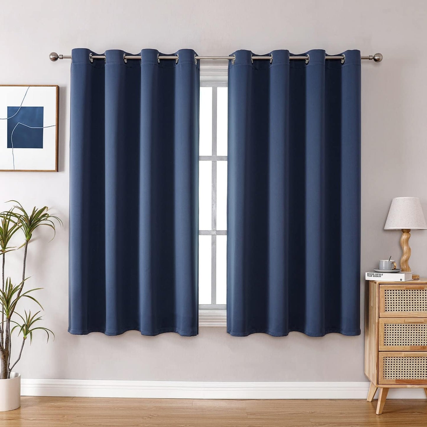 ChrisDowa Grommet Blackout Curtains for Bedroom and Living Room - 2 Panels Set Thermal Insulated Room Darkening Curtains (Stone Blue, 52 x 63 Inch)