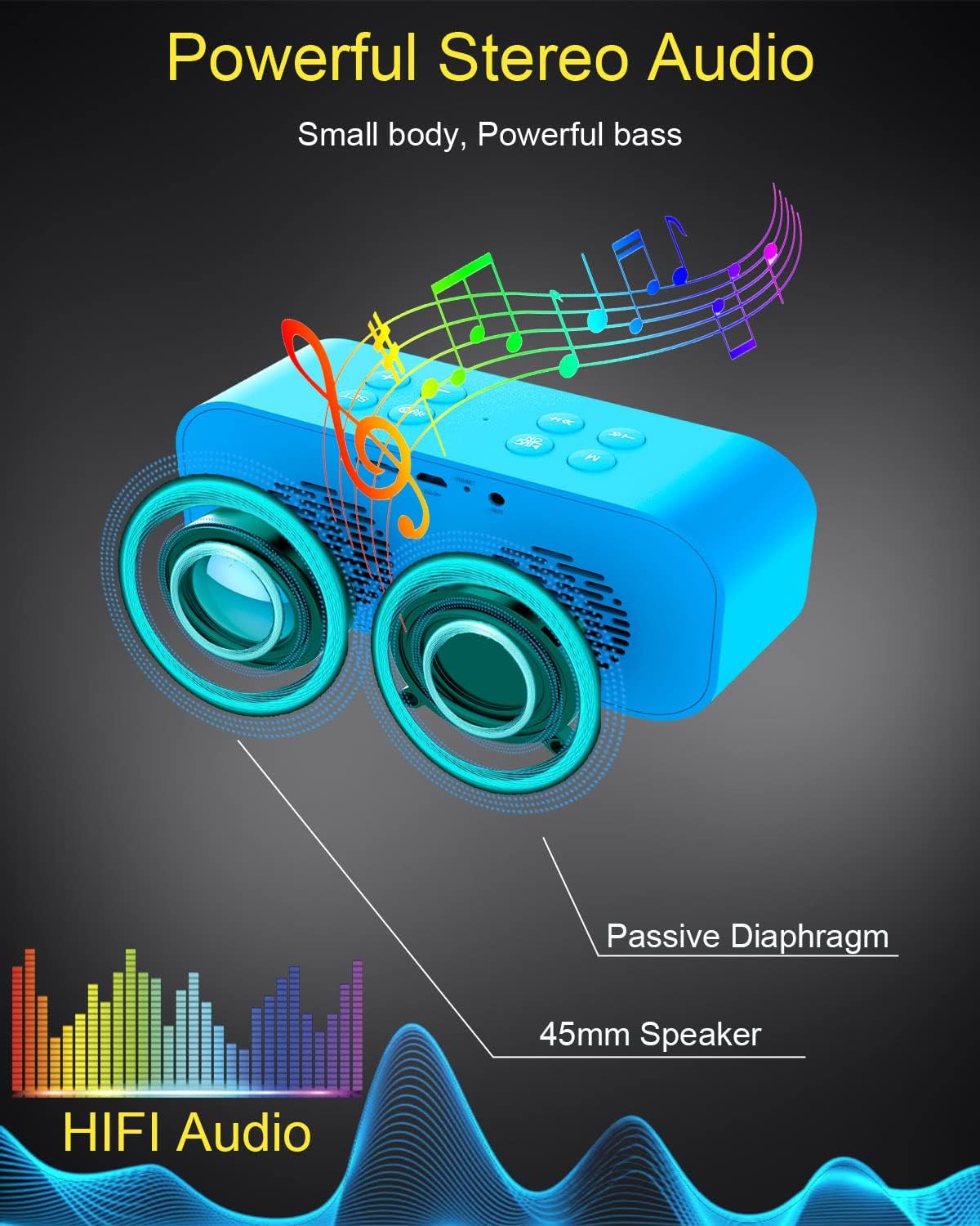 AFK Digital Alarm Clock with Bluetooth Speaker,Desk Clock for Bedrooms,Small Table Clock with Dual Alarms,Snooze,Dimmable LED Display.