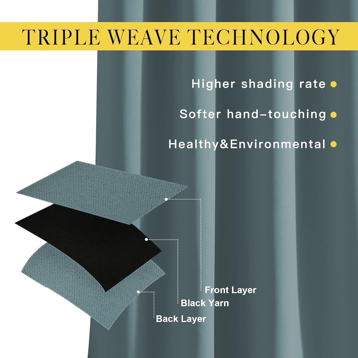 NICETOWN Blackout Greyish Blue Curtains for Sliding Glass Door 2 Panels - Thermal Insulated Grommet Room Darkening Window Drapes Sound Reducing Room Dividers for Living Room (2 Panels, W66 x L84)