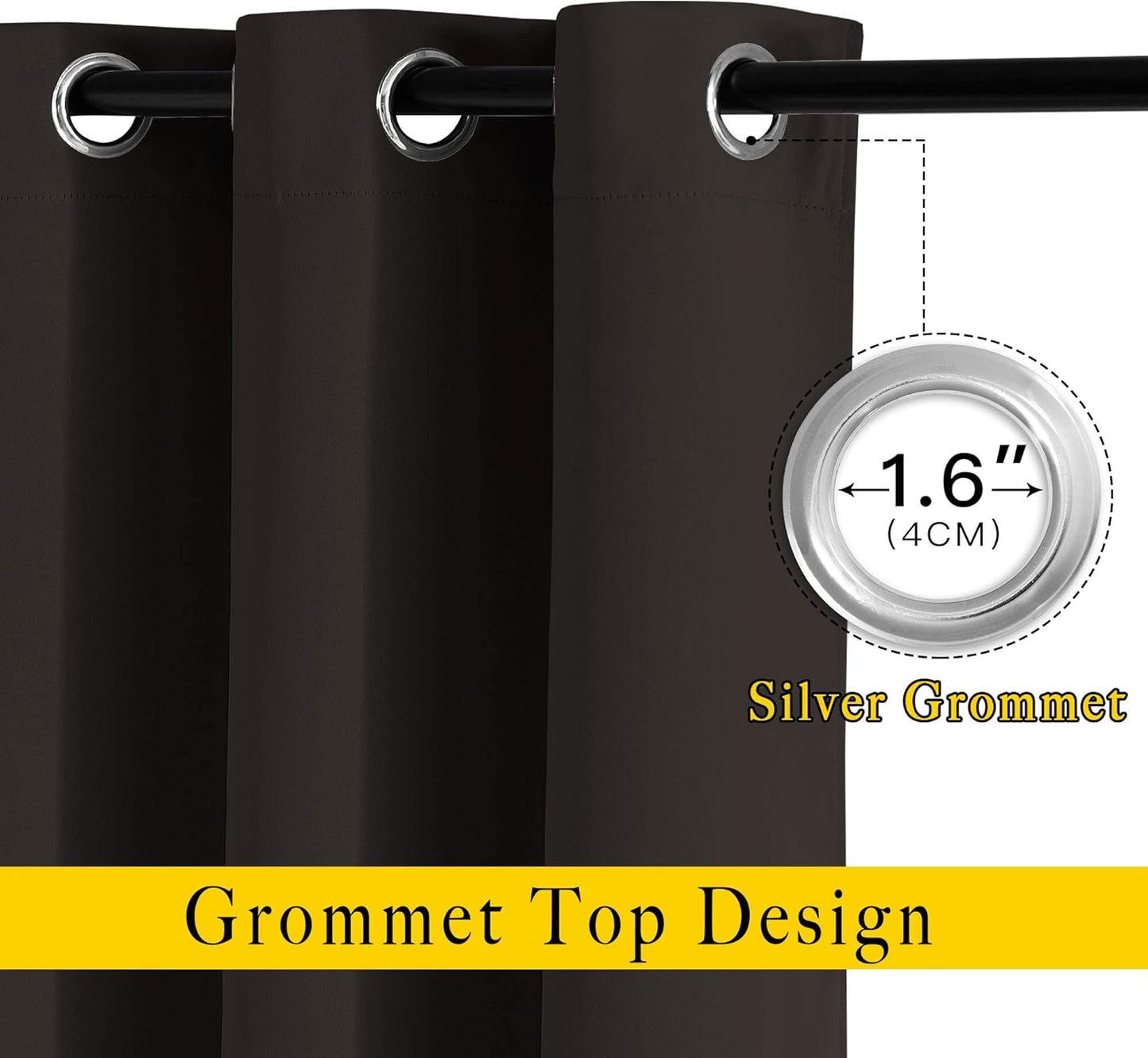 NICETOWN Blackout 102 inch Curtains for Living Room, Grommet Thermal Insulated Room Darkening Curtains for Bedroom/Living Room, 2 Panels, W52 x L102, Toffee Brown