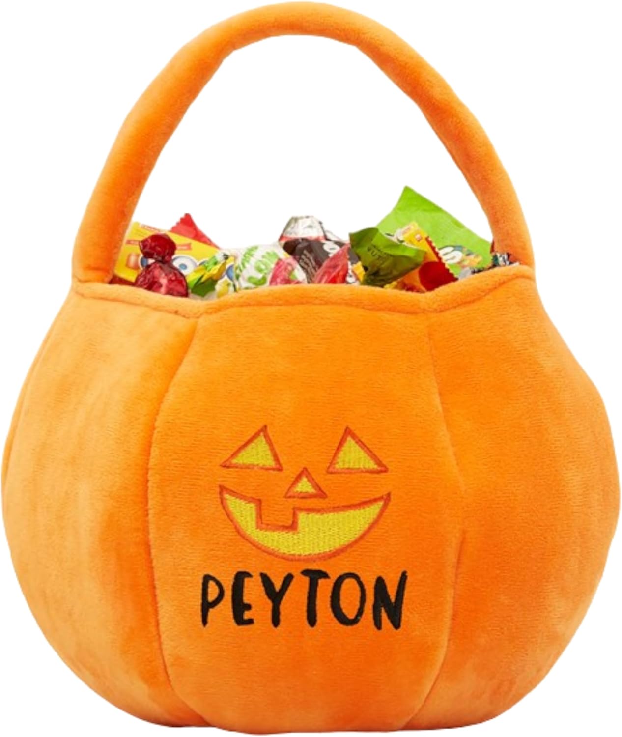 Personalization Universe Jack-o'-Lantern Embroidered Plush Halloween Treat Bag, Candy Bag, Perfect for Trick or Treating