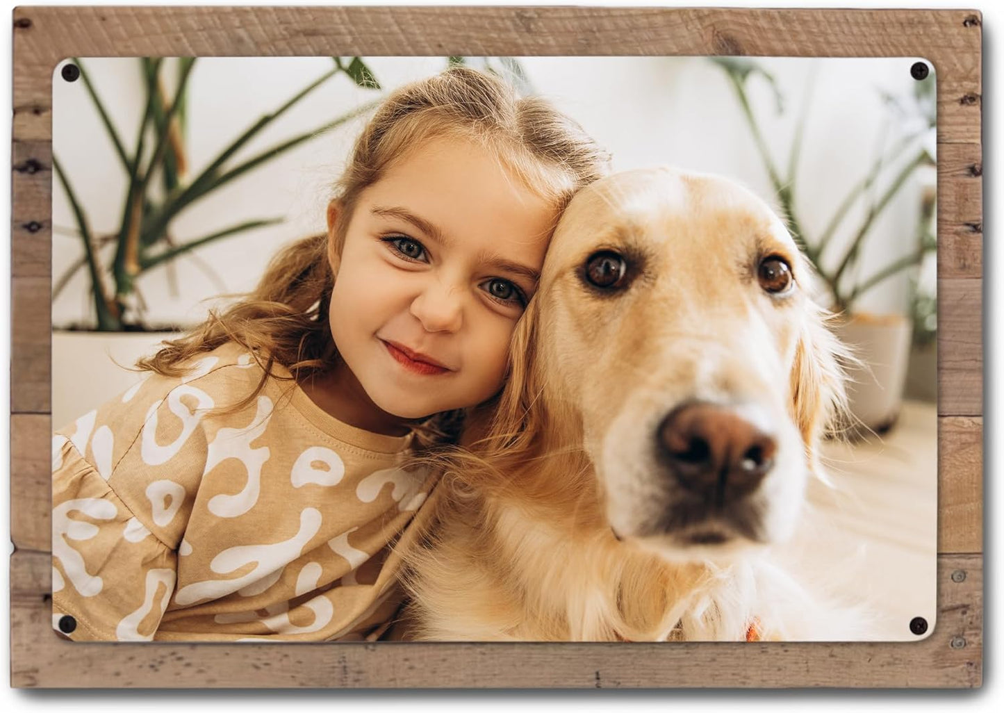 MUNDAZE Custom Portrait Metal Print on Reclaimed Wood Pallet Frame – Personalized Family Photo Gift – Glossy Aluminum Wall Art Keepsake – Made and Shipped in USA (16 x 12)