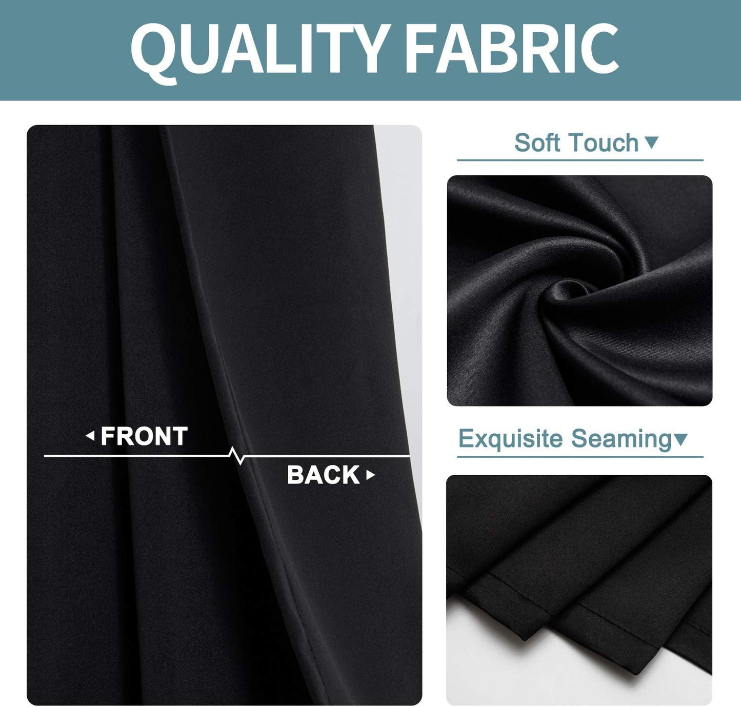 ChrisDowa Grommet Blackout Curtains for Bedroom and Living Room - 2 Panels Set Thermal Insulated Room Darkening Curtains (Black, 52 x 84 Inch)