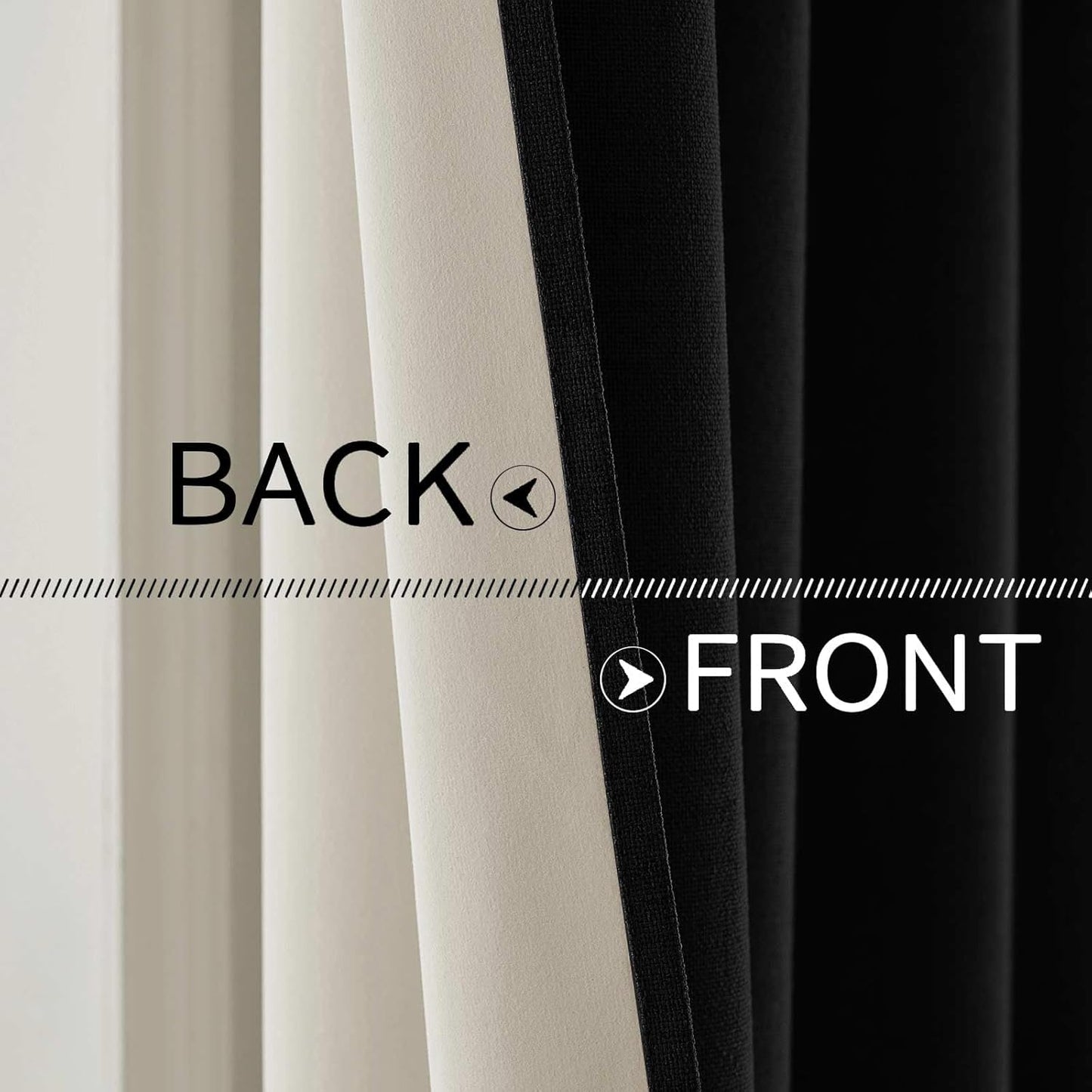 MIULEE Linen Texture Curtains for Bedroom Solid 100% Blackout Thermal Insulated Halloween Black Curtains Grommet Room Darkening Curtains/Draperies for Living Room Nursery 52x72 Inch (2 Panels)