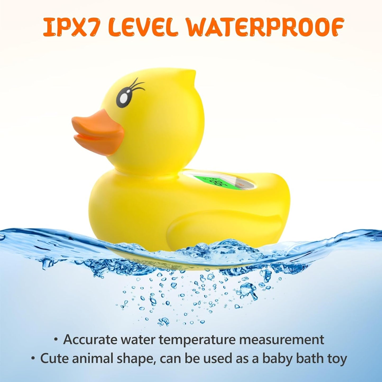Baby Bath Thermometer, Digital Water Temperature Thermometer with 3 Color Backlit and Temperature Warning, Safety Bath Tube Thermometers Floating Toy for Infant, Toddler