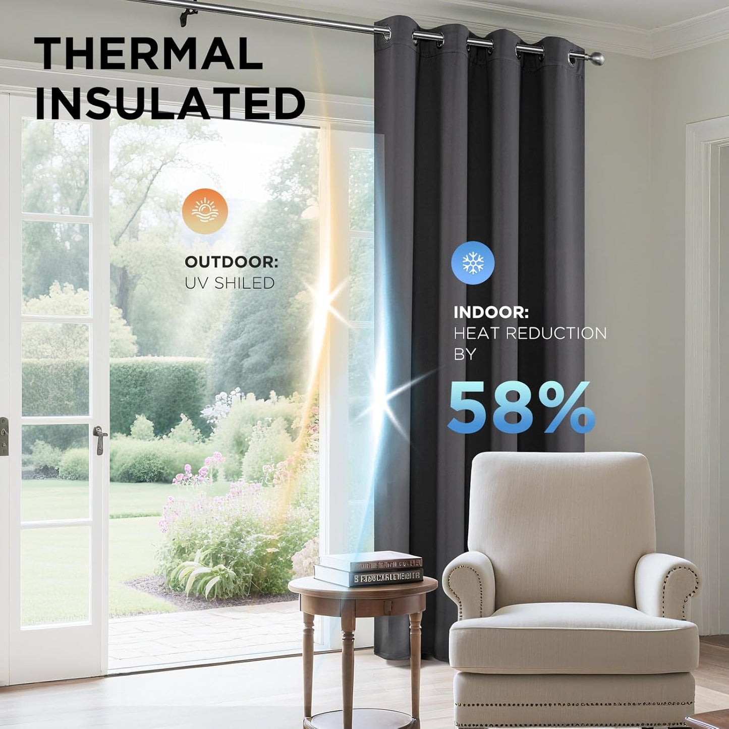 Joydeco Blackout Curtains 63 Inch Length 2 Panels Set, Thermal Insulated Long Drapes 2 Burg, Room Darkening Grommet Drapes for Living Room Bedroom Window
