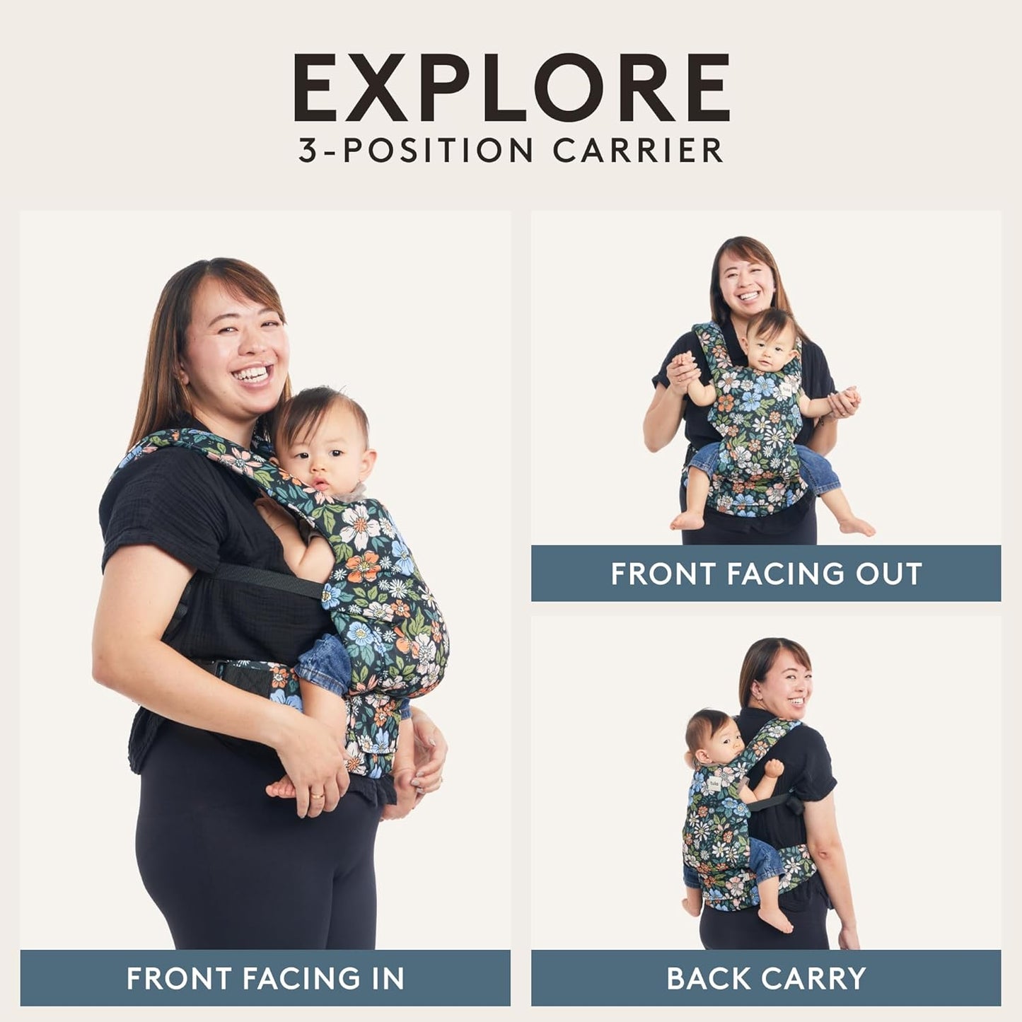Baby Tula Explore Carriers - Breathable Baby Carrier Newborn to Toddler - Adjustable Toddler Carrier - Multiple Ergonomic Positions Front and Back - Ergonomic Fit for 7-45 lb - Mesh, Daisy Chain