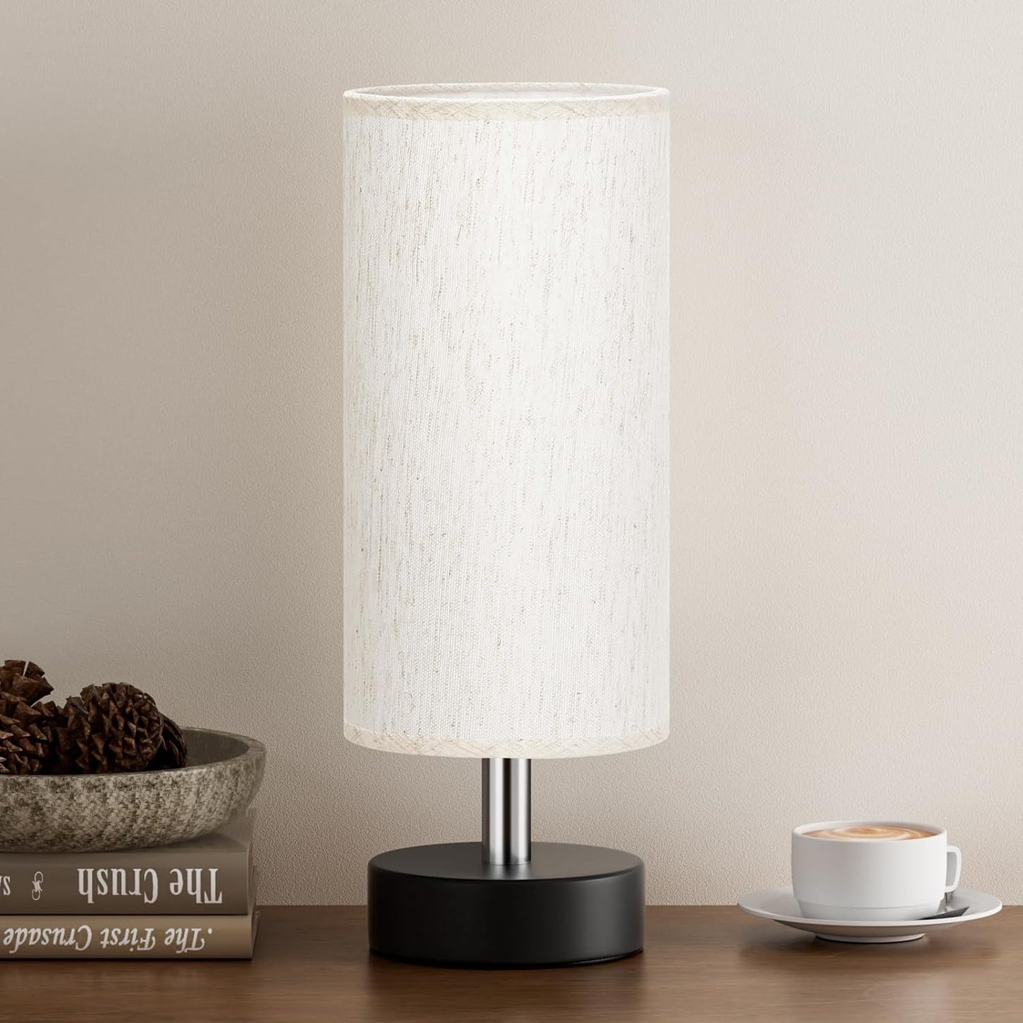 Small Table Lamp for Bedroom - Bedside Lamps for Night Stands, Minimalist Nightstand Light Lamp, Desk Lamps for Living Room, Office, Dorm