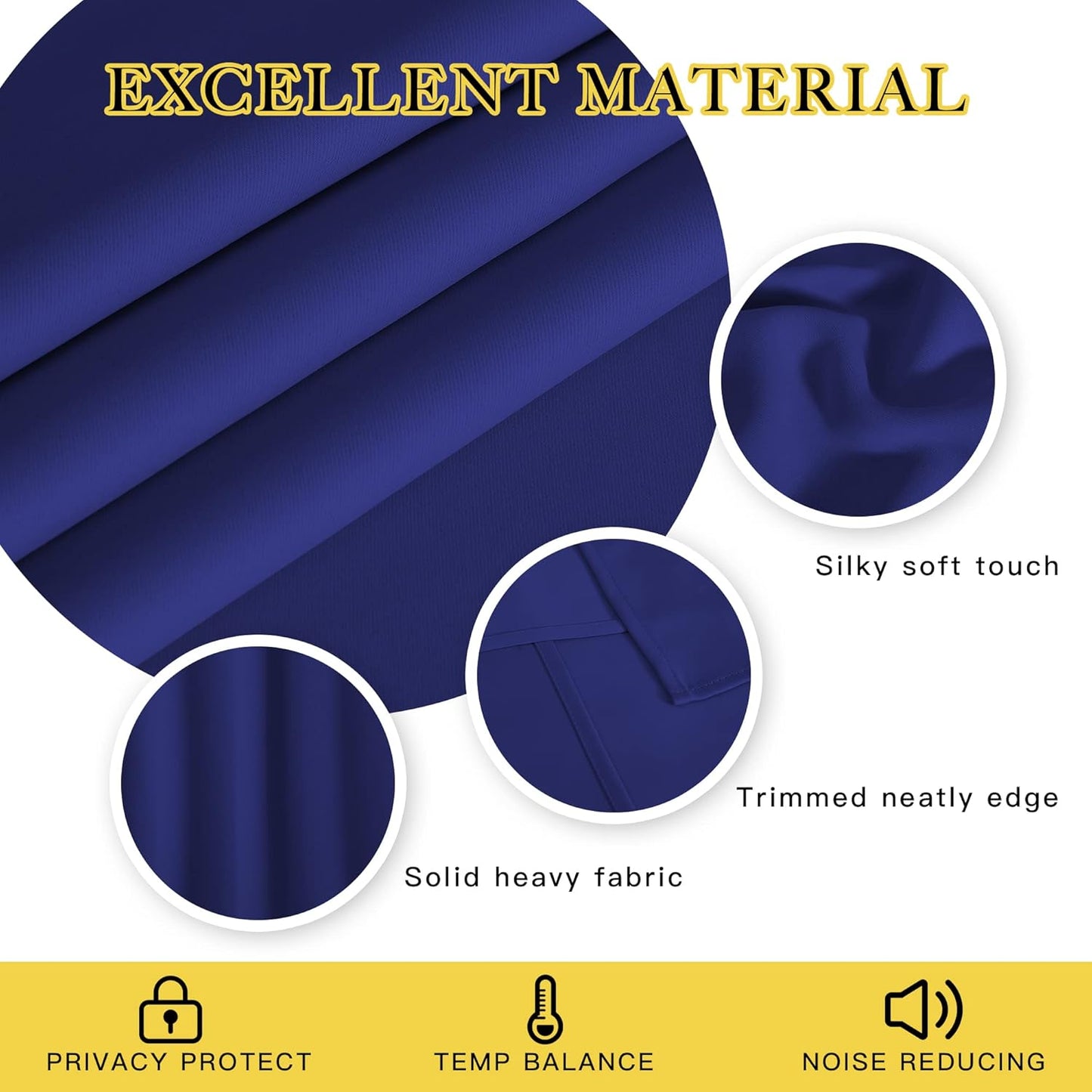 NICETOWN Blackout Curtains Panels for Bedroom - 3 Pass Microfiber Noise Reducing Thermal Insulated Solid Ring Top Blackout Window Drapes (2 Panels, 66 x 84 Inch, Navy Blue)