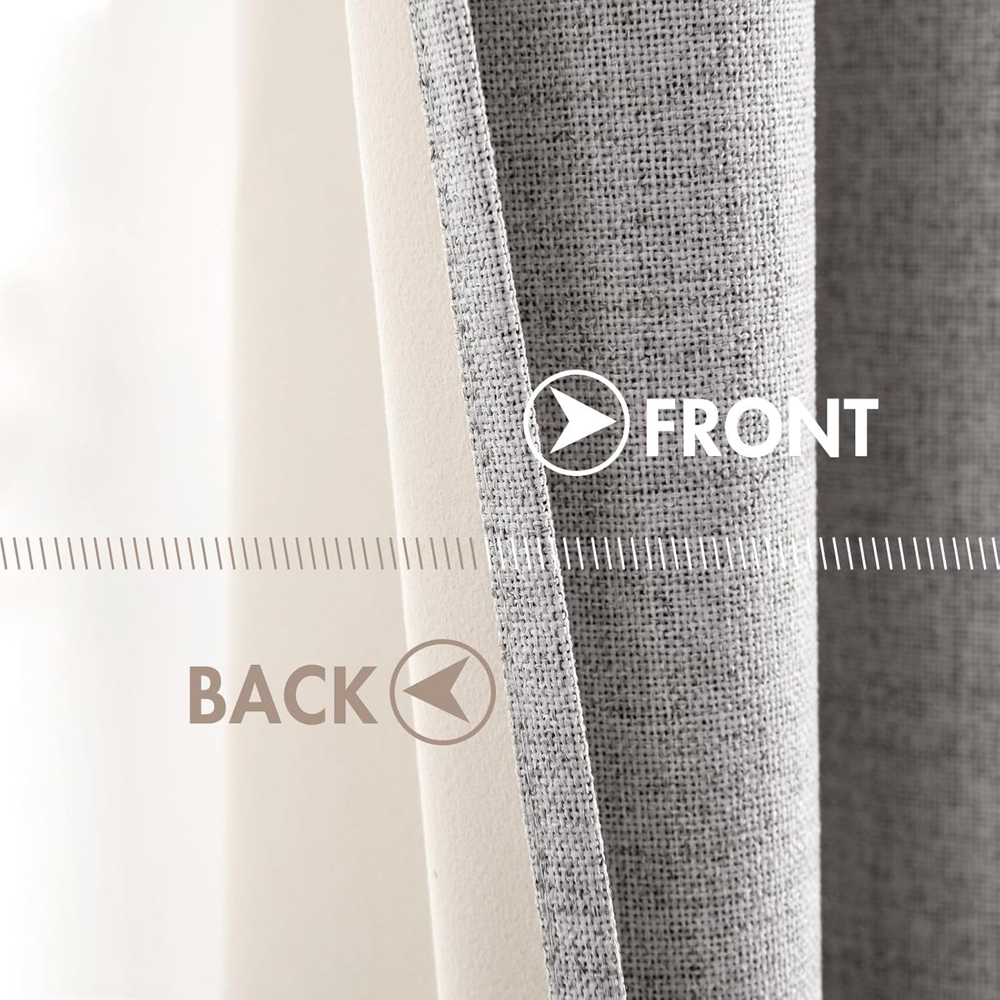 MIULEE Linen Texture Curtains for Bedroom Solid 100% Blackout Thermal Insulated Greyish White Curtains Grommet Room Darkening Drapes for Living Room Nursery 52x96 Inch (2 Panels)