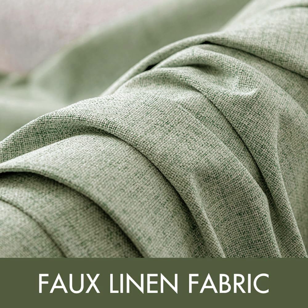 MIULEE Linen Blackout Curtains and Drapes 100% Room Darken Thermal Insulated Grommet Window Panels with Coating 2 PCs W 42 x L 90 inches Sage Green