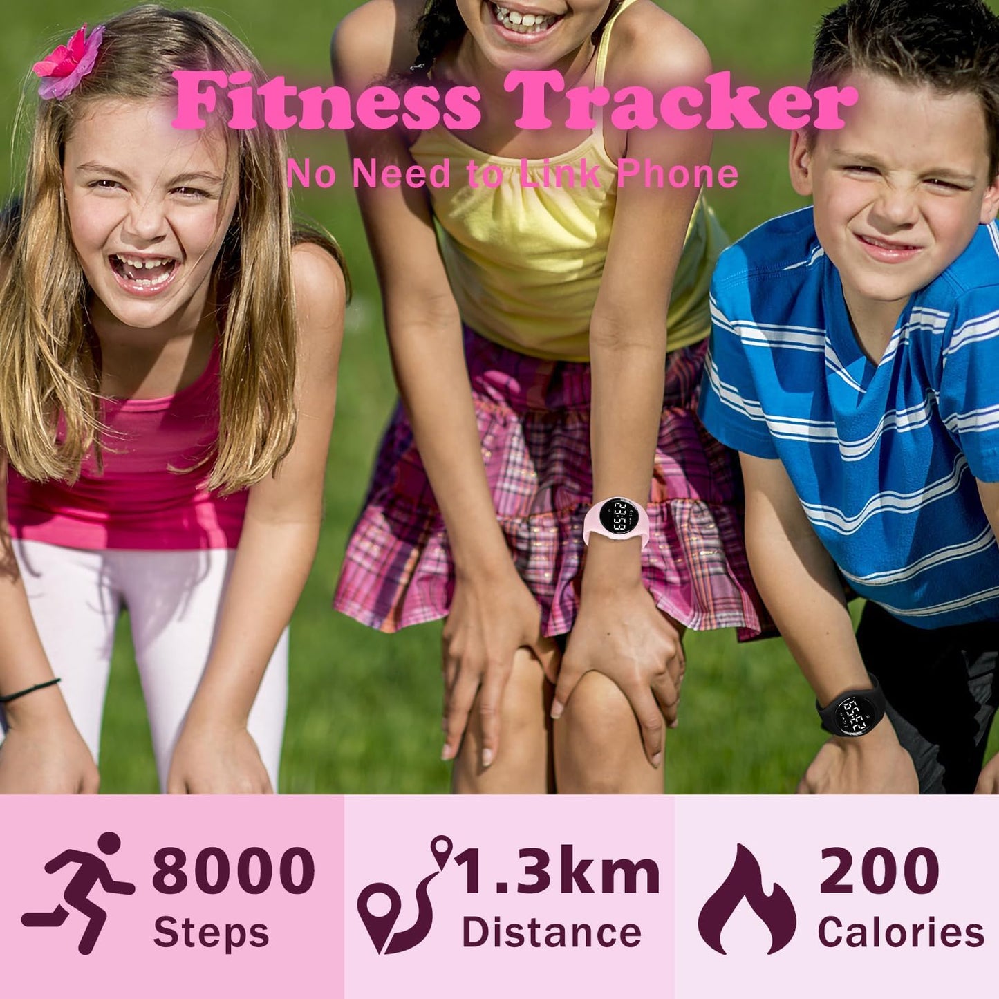 Kids Watches for Girls Boys Digital Sport Watch with Step Counter Pedometer Vibration Alarm Clock, No App Waterproof Fitness Tracker Kids Watch Boys Girls Teens Students Ages 5-16