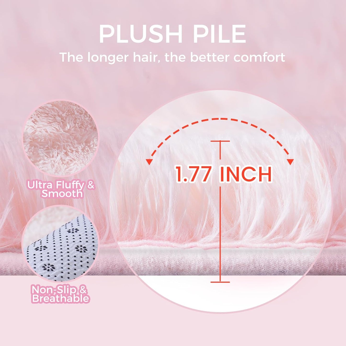 Ultra Soft Rug for Living Room, 9X12 Fluffy Shag Area Rug for Bedroom, Modern Shaggy Carpets Fuzzy Rug for Teens Dorm Nursery Home Decor Aesthetic, Upgrade Anti-Skid Durable, Pink