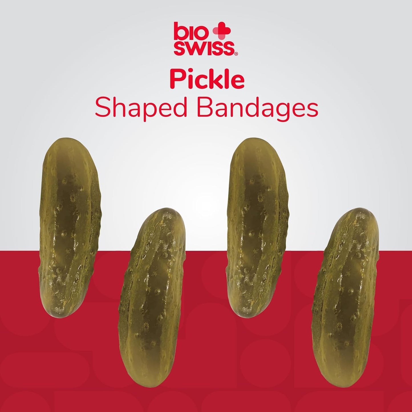 BioSwiss Bandages, Pickle Shaped Self Adhesive Bandage, Latex Free Sterile Wound Care, Fun First Aid Kit Supplies for Kids, 50 Count