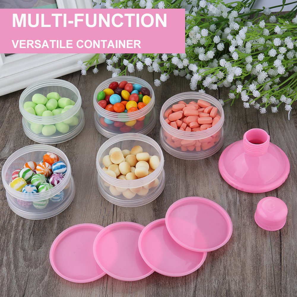 Accmor Formula Dispenser On The Go, 5 Compartments Stackable Formula Container for Travel, Baby Milk Powder Kids Snack Container, BPA Free