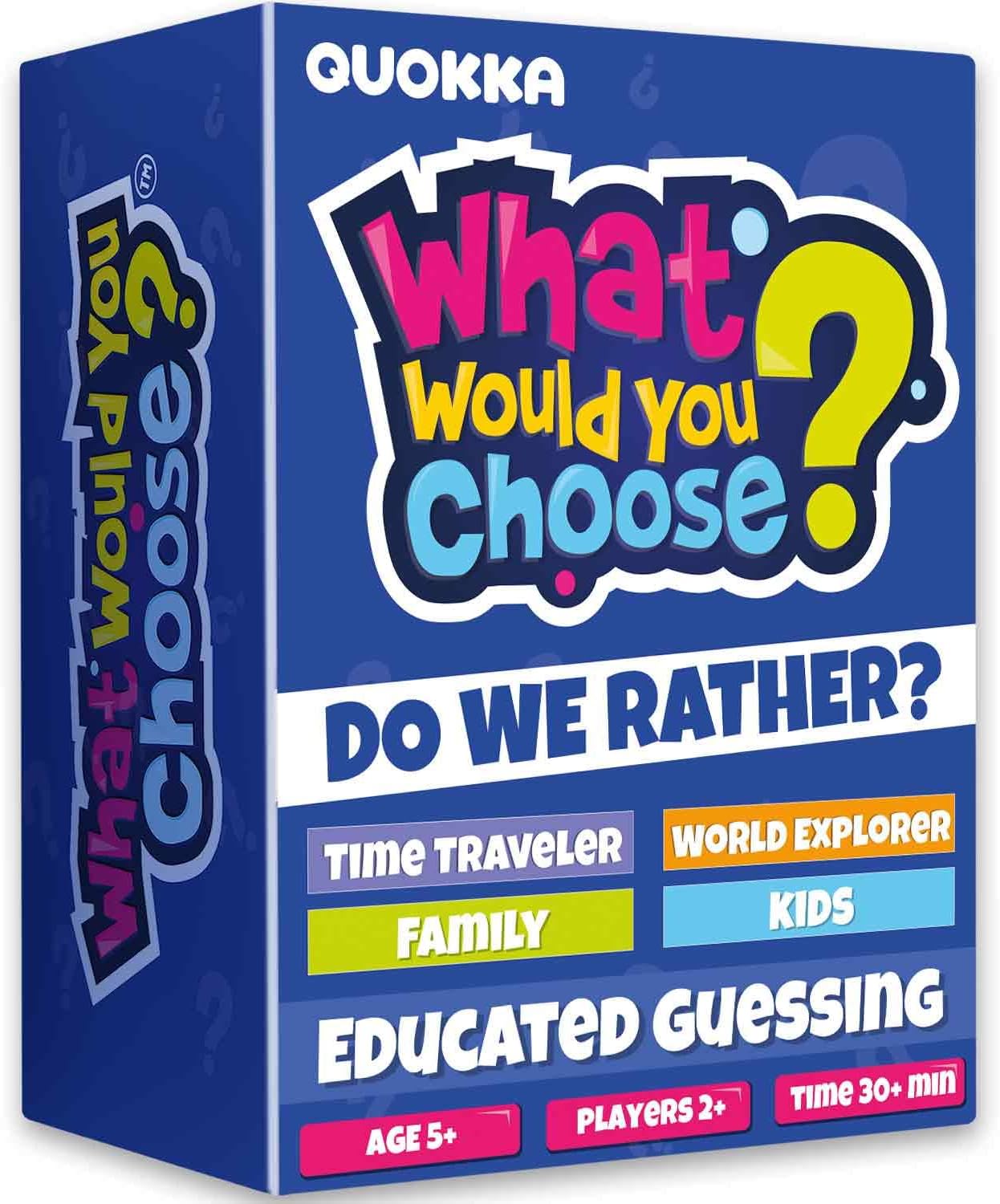 QUOKKA Board Game for 8-12 Year Olds - 4 Set - Family Card Game for Kids Ages 6-8 - What Would You Choose - Do Family Rather? - Pick Your Answer - Get to Know Your Families