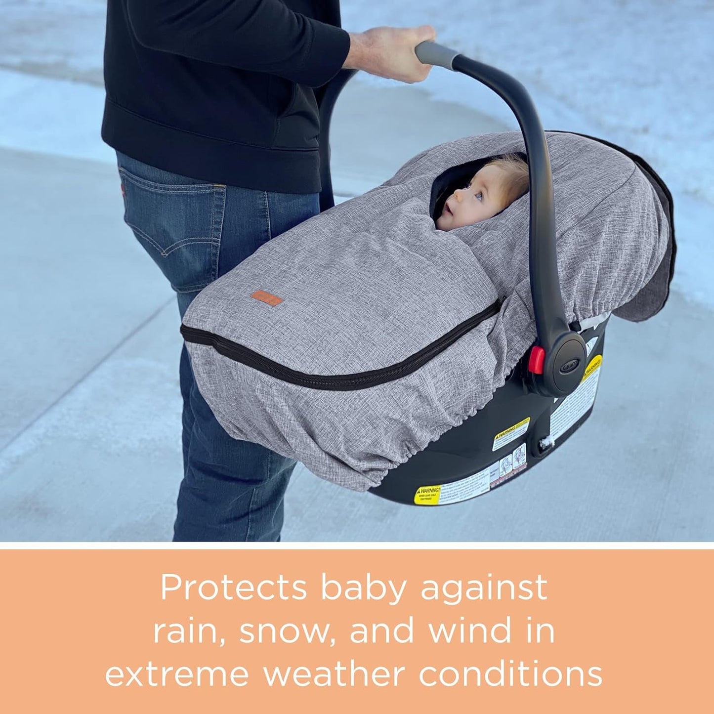 liuliuby Winter Carseat Covers for Baby | Infant Car Seat Cover Baby | Doona Accessories | Warm & Thick Fleece Canopy for Infant & New Born Cold Weather (Black)