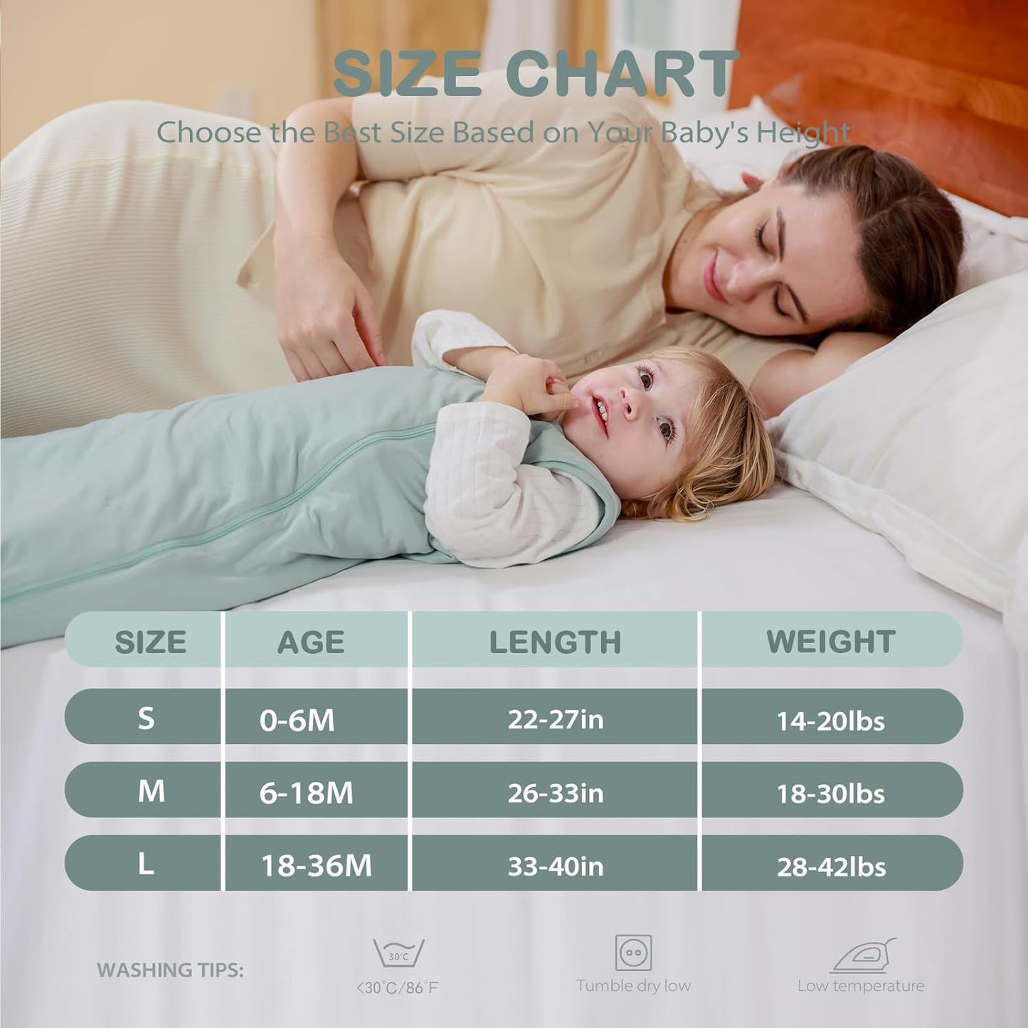 Mosebears Unisex Baby Sleep Sack 1.0 TOG, Supersoft Rayon Made from Bamboo Wearable Blanket with 2-Way Zipper(Sage,0-6 Months)
