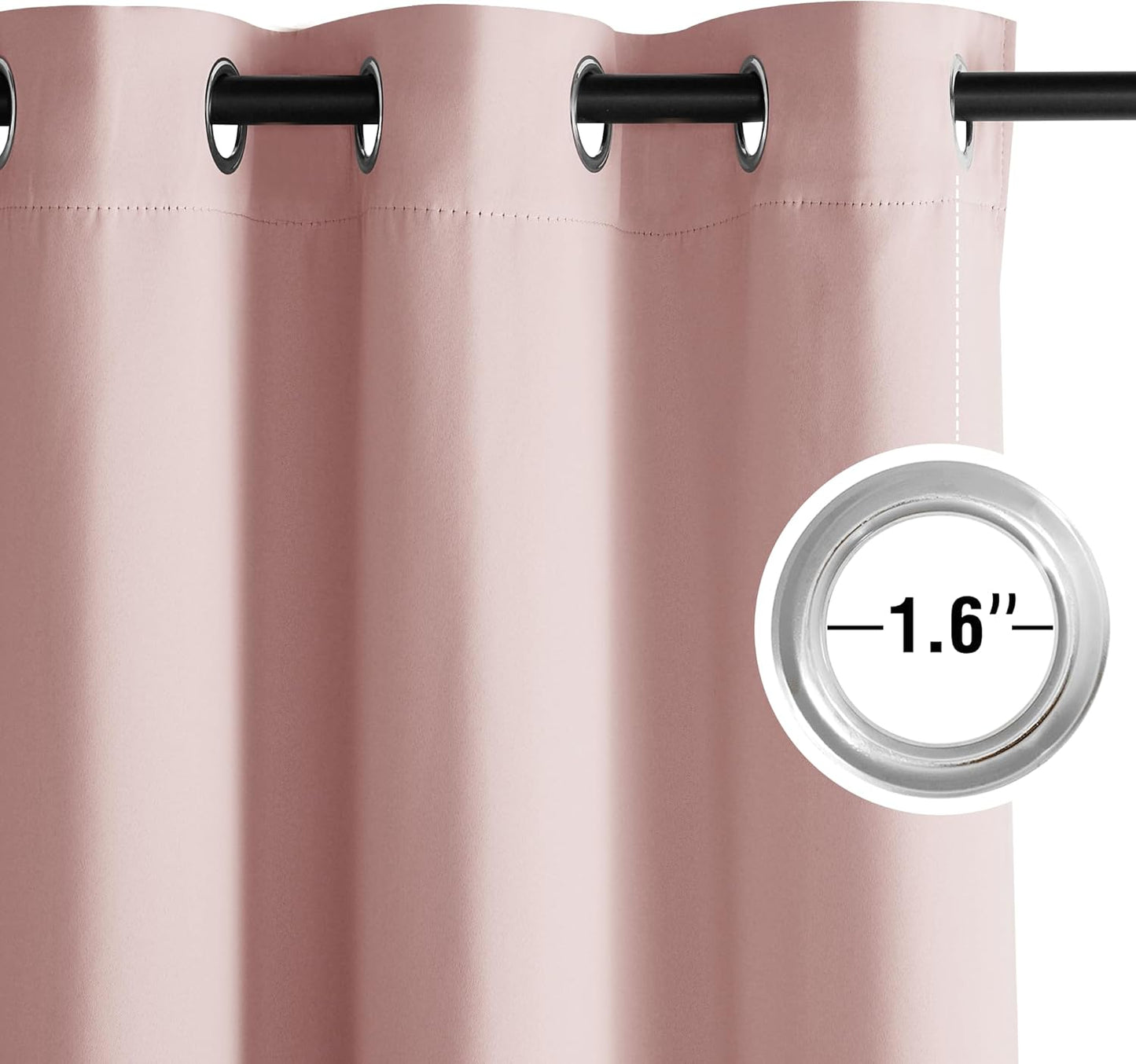 NICETOWN Blush Pink Room Darkening Curtains for Bedroom 84 inches Long 2 Panels, Thermal Grommet Curtains for Living Room, Noise Reducing Privacy Window Treatment for Nursery, Laundry Patio, W52