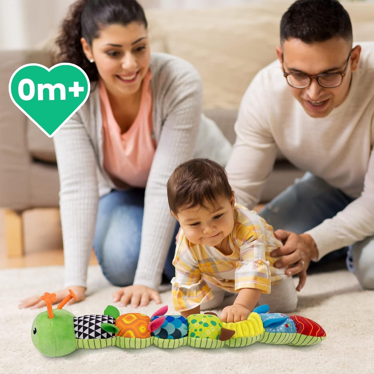 Sumobaby Infant Baby Musical Stuffed Animal Activity Soft Toys with Multi-Sensory Crinkle, Rattle and Textures, for Tummy Time Newborn 0-3-6-12 Months Boys, Girls, Caterpillar