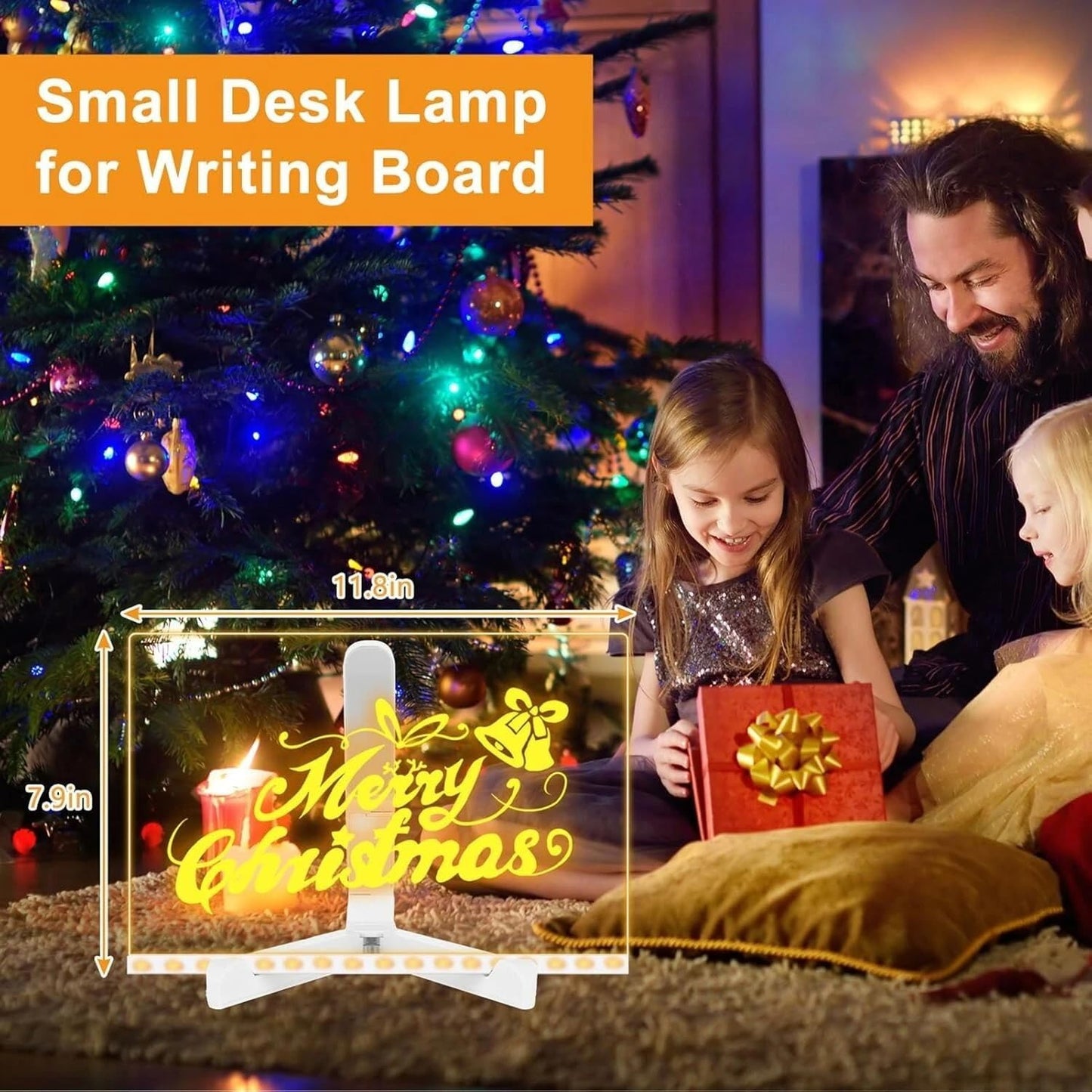 LED Note Board with Colors, 7 Colors Acrylic Message Board with Light, LED Drawing Board Gifts for Kids, Dry Erase Board with Adjustable Stand for Office School Home Decor (5.9 * 5.9 in)