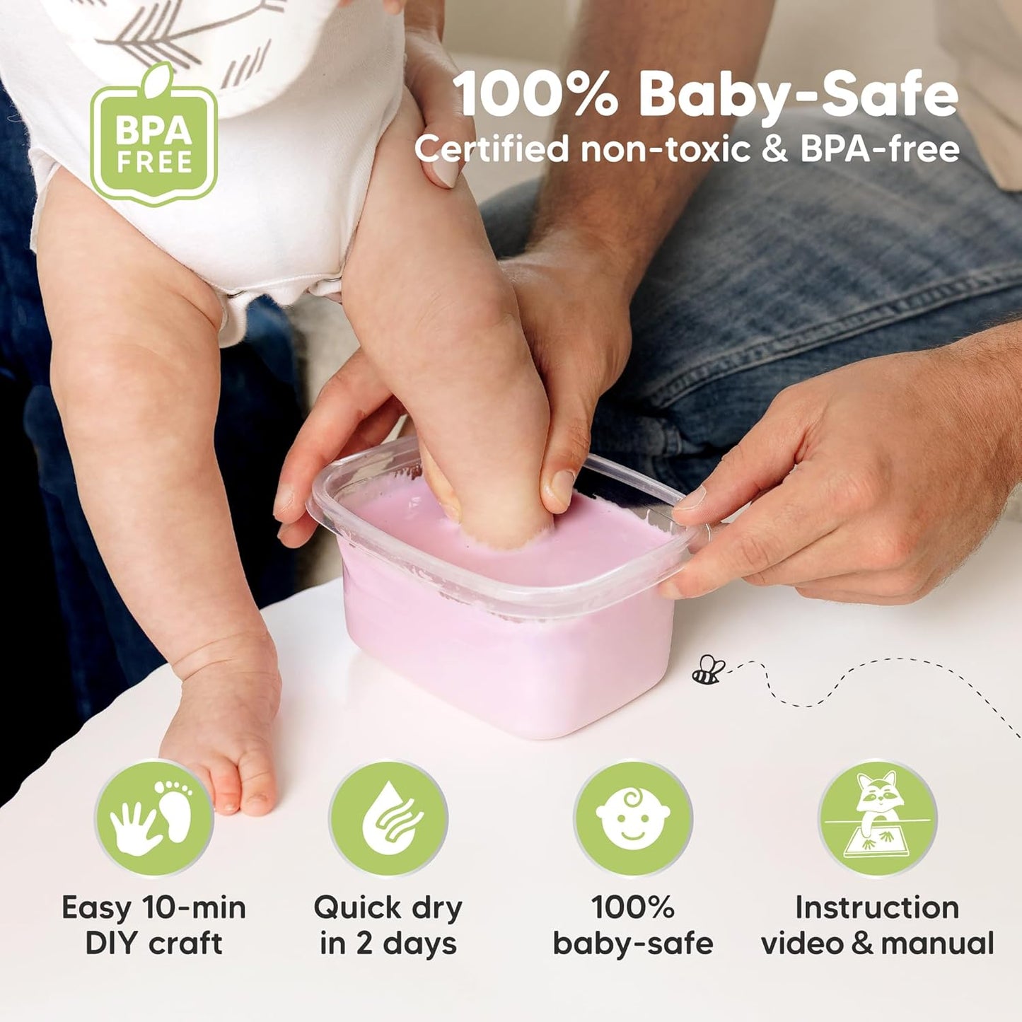 KeaBabies Baby Casting Kit Hands and Feet Mold - 3D Newborn Hand Casting Kit & Stylish Wood Base, Easy DIY Infant Foot Molds 0-9 Months, BPA-Free Baby Keepsake, Shower Gifts for Moms (Oval, Ash Wood)