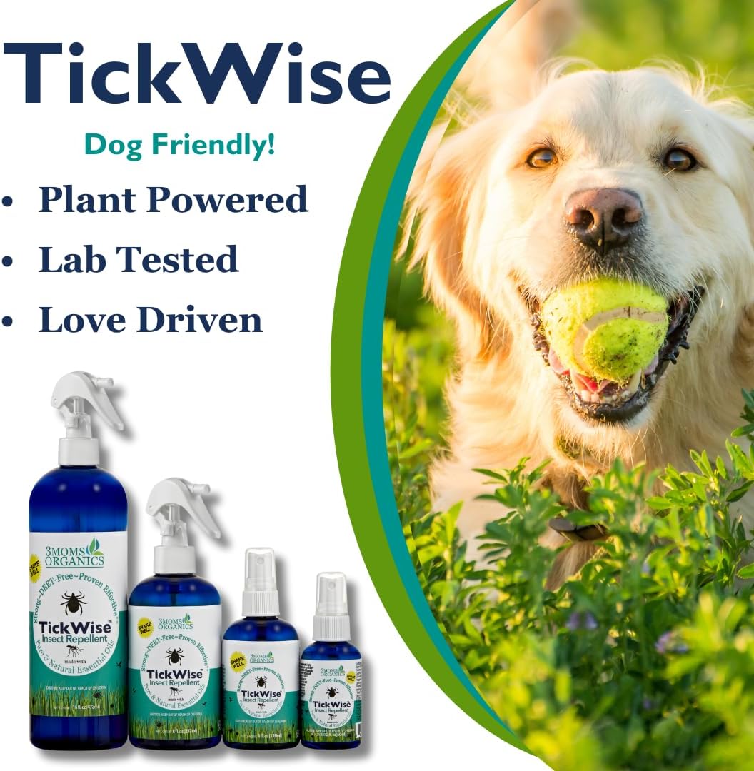 3 Moms Organics, TickWise 2oz Extra Strength Happy Campers 2-Pack - DEET- Free, Tick and Insect Repellent, Plant Based Essential Oils, All Natural Ingredients, Safe for Kids, Adults, Dogs & Horses