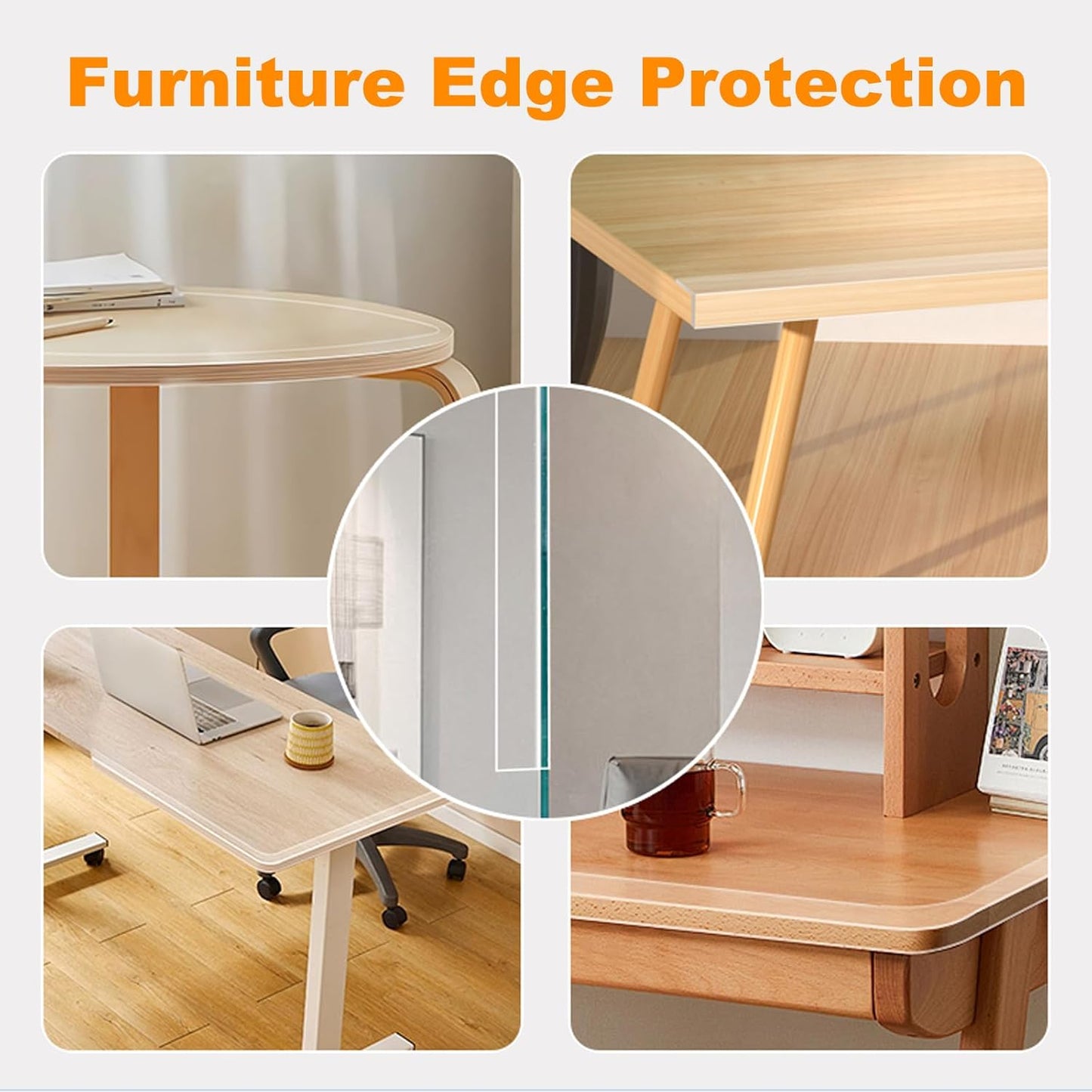 1.18 in x 13.12 FT,Clear Edge Protector Strip Sharp Edge Wrap Cover Tape,Self Adhesive Protective Bumper Guards for Cabinet Door Desk Glass Table Bed Furniture, Kitchen Countertop, Waterproof
