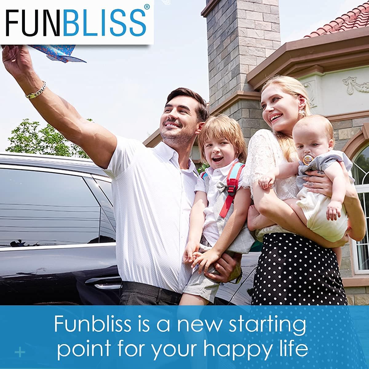 Funbliss Rear Facing Car Seat Mirrors - Shake-proof & Shatterproof Baby Car Mirror for Backseat - Clear Wide View, Easy Install, 2 Pack for Multiple Kids