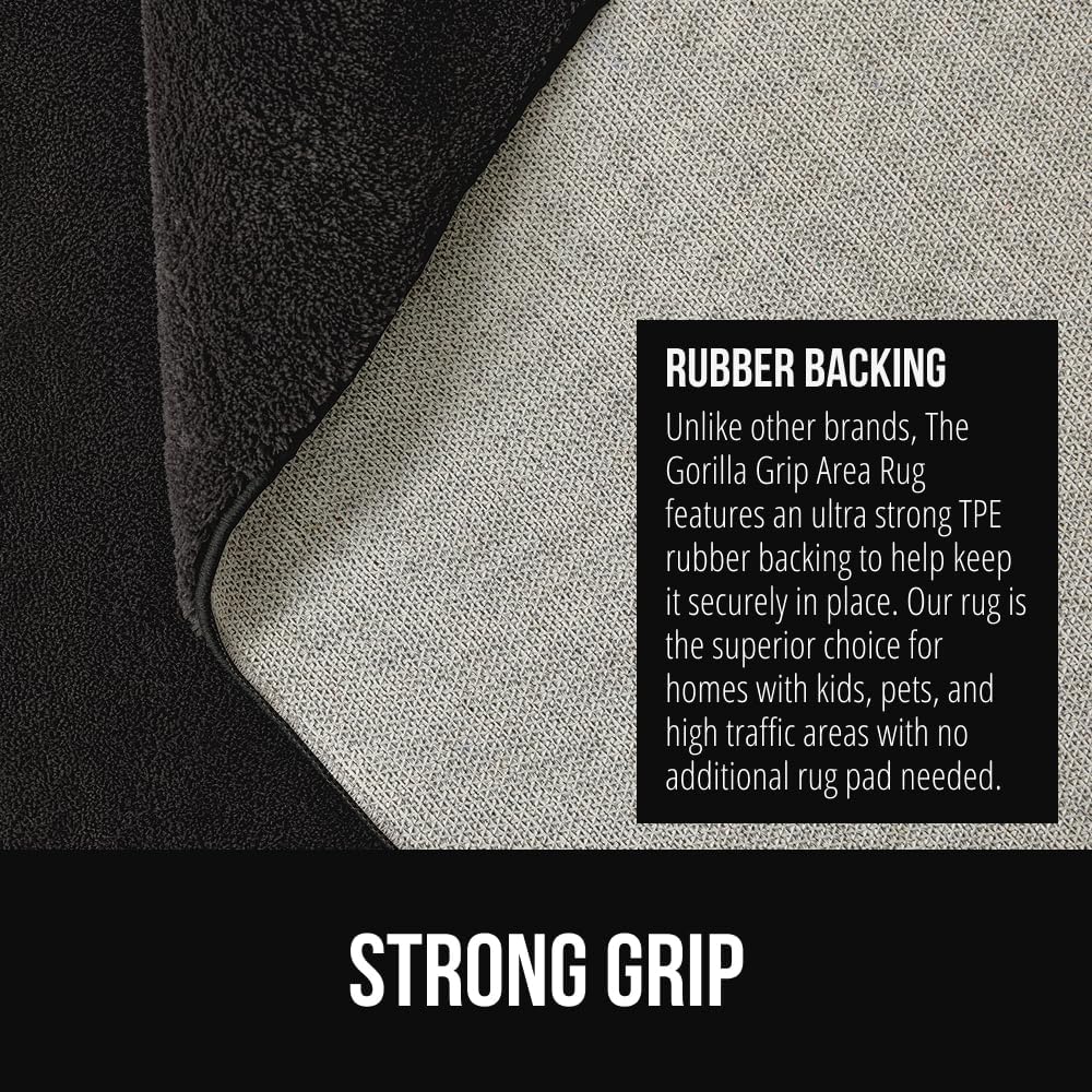 GORILLA GRIP Ultra Soft Washable Area Rug, Stain and Slip Resistant Plush Thick Carpet for Bedroom Living Room, No Shed Floor Rugs, Pet Friendly, Dorm Essentials, Kids Nursery Home Decor, 4x6, Black